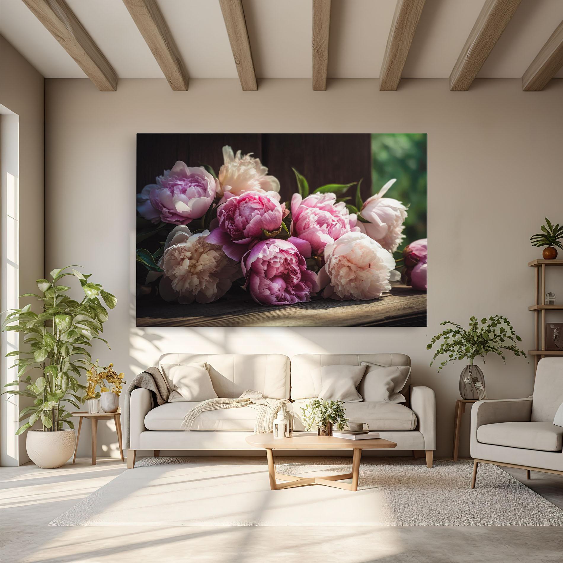 Tablou Canvas Peonies On The Table mockup 6