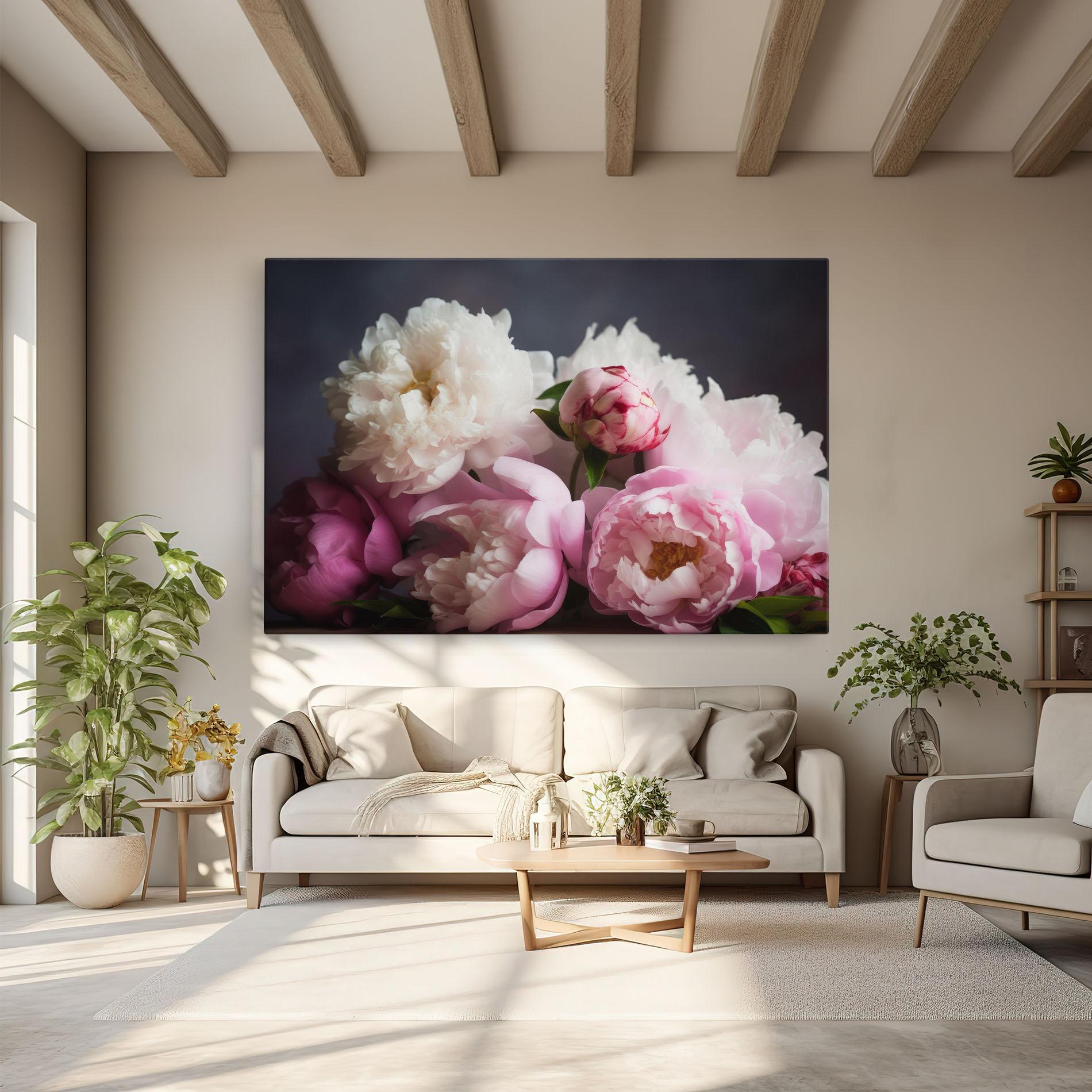 Tablou Canvas Peonies With Grey mockup 6