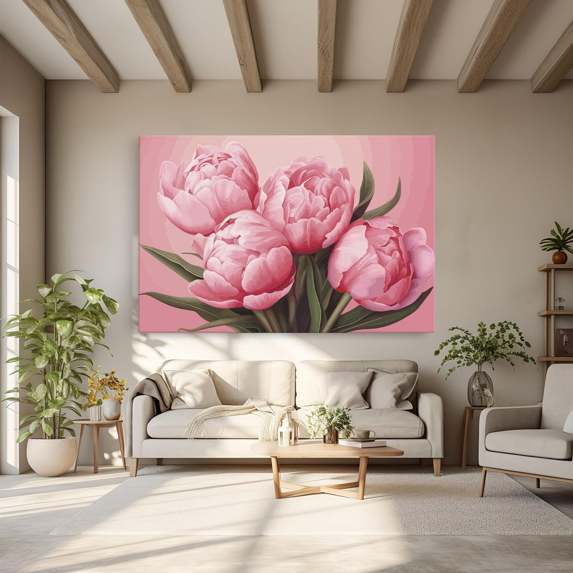 Tablou Canvas Peony On Pink mockup 6
