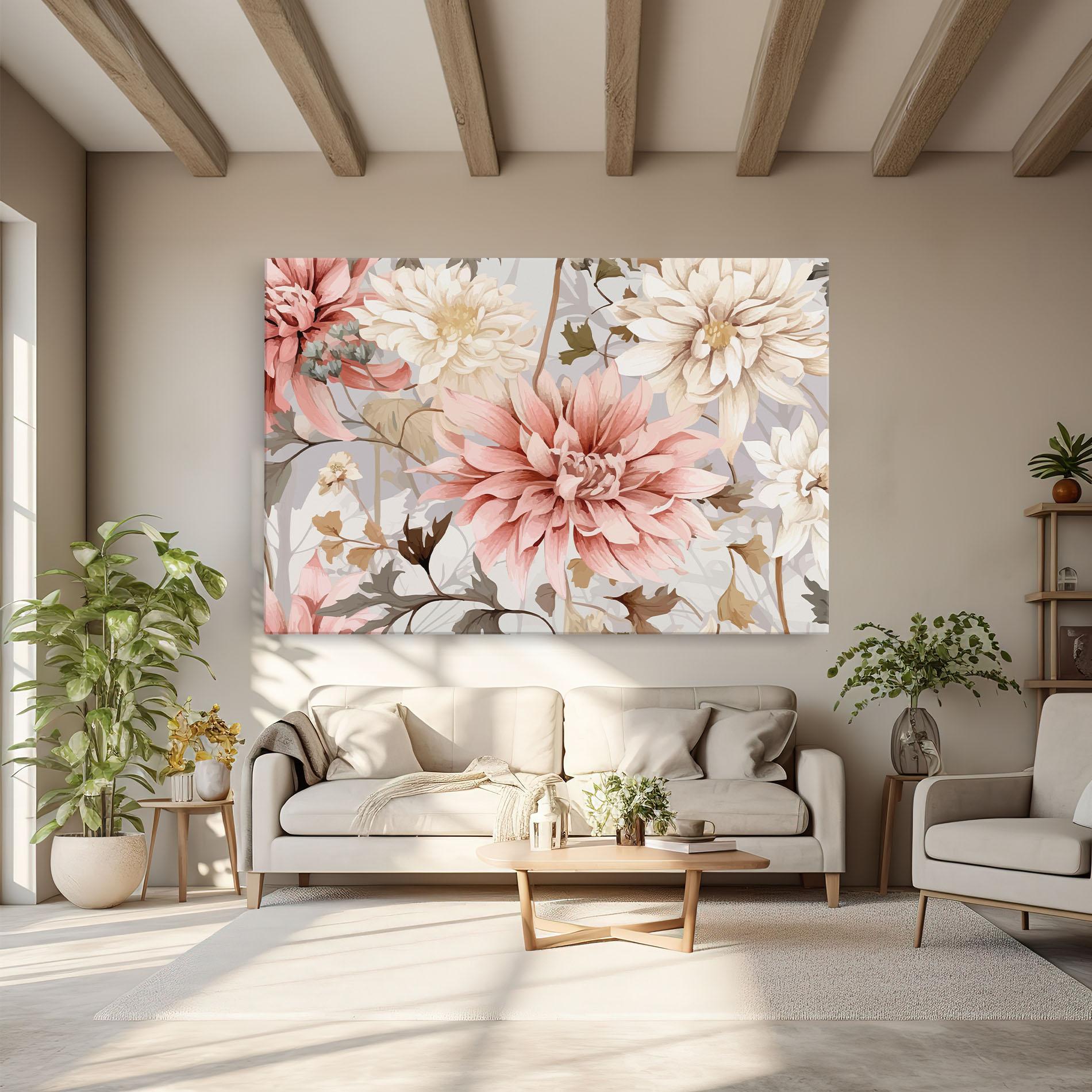 Tablou Canvas Pink Cream Open Peony mockup 6