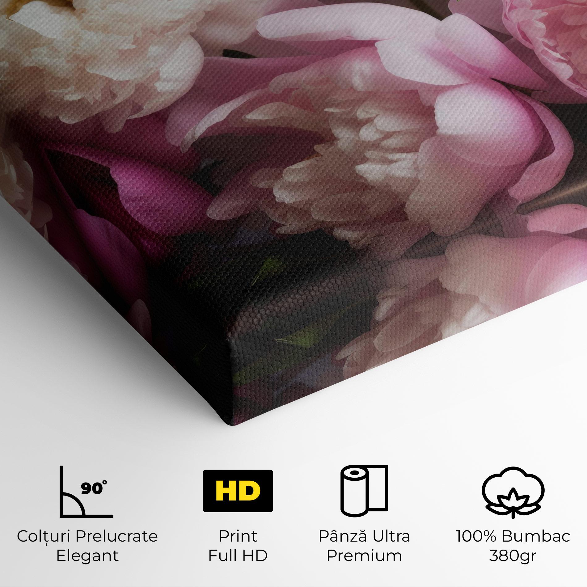 Tablou Canvas Peonies With Grey mockup 4