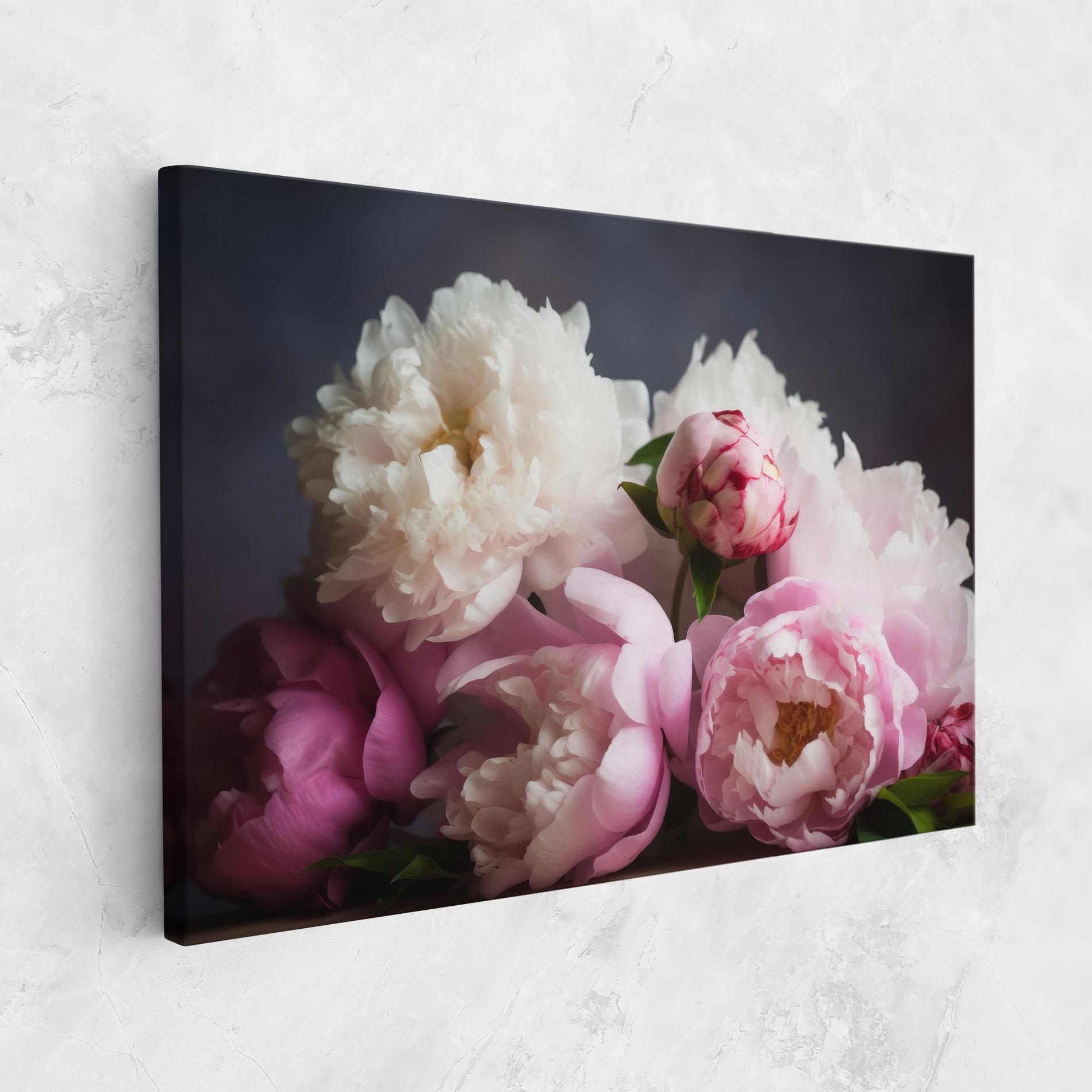 Tablou Canvas Peonies With Grey mockup 1
