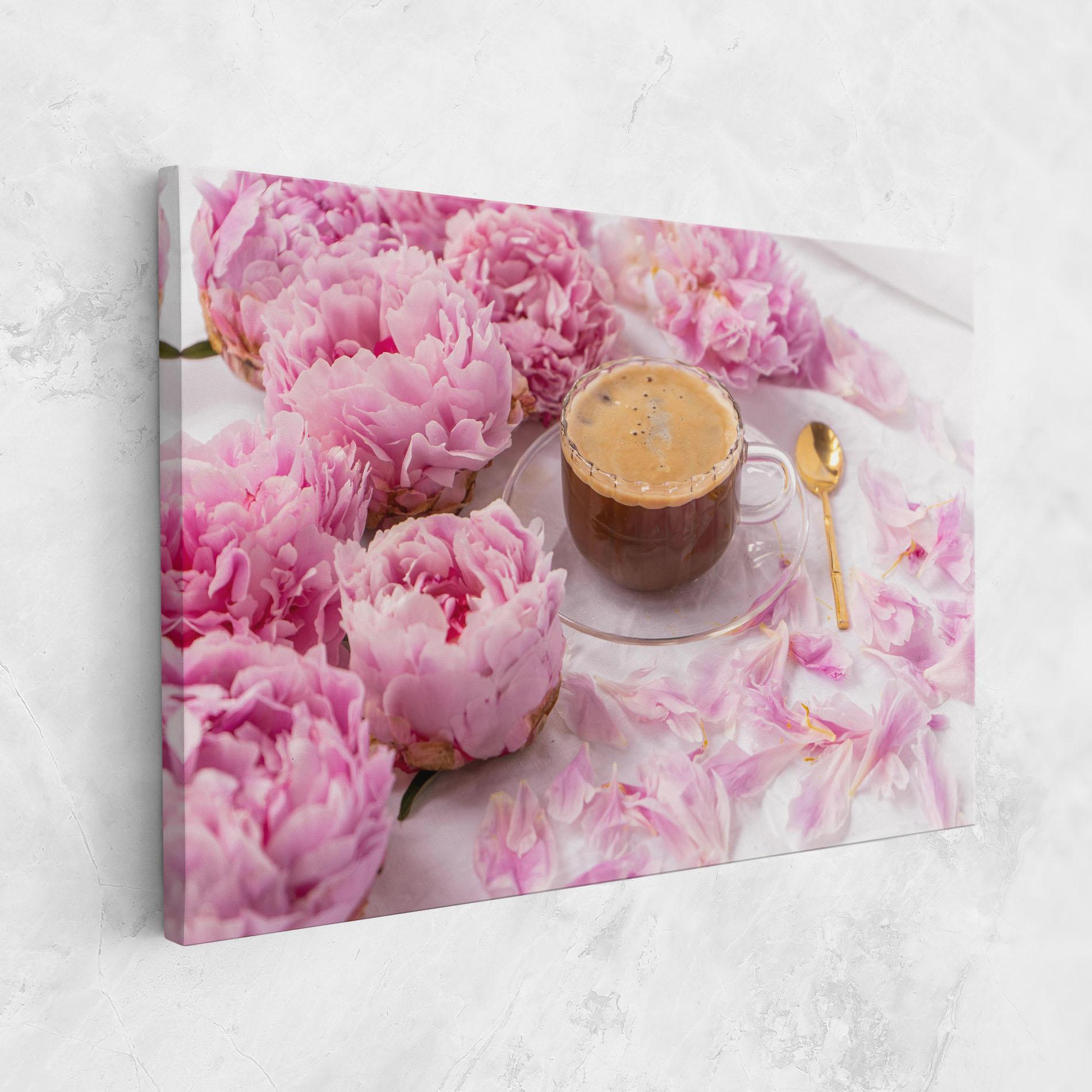 Tablou Canvas Peony And Coffee mockup 1