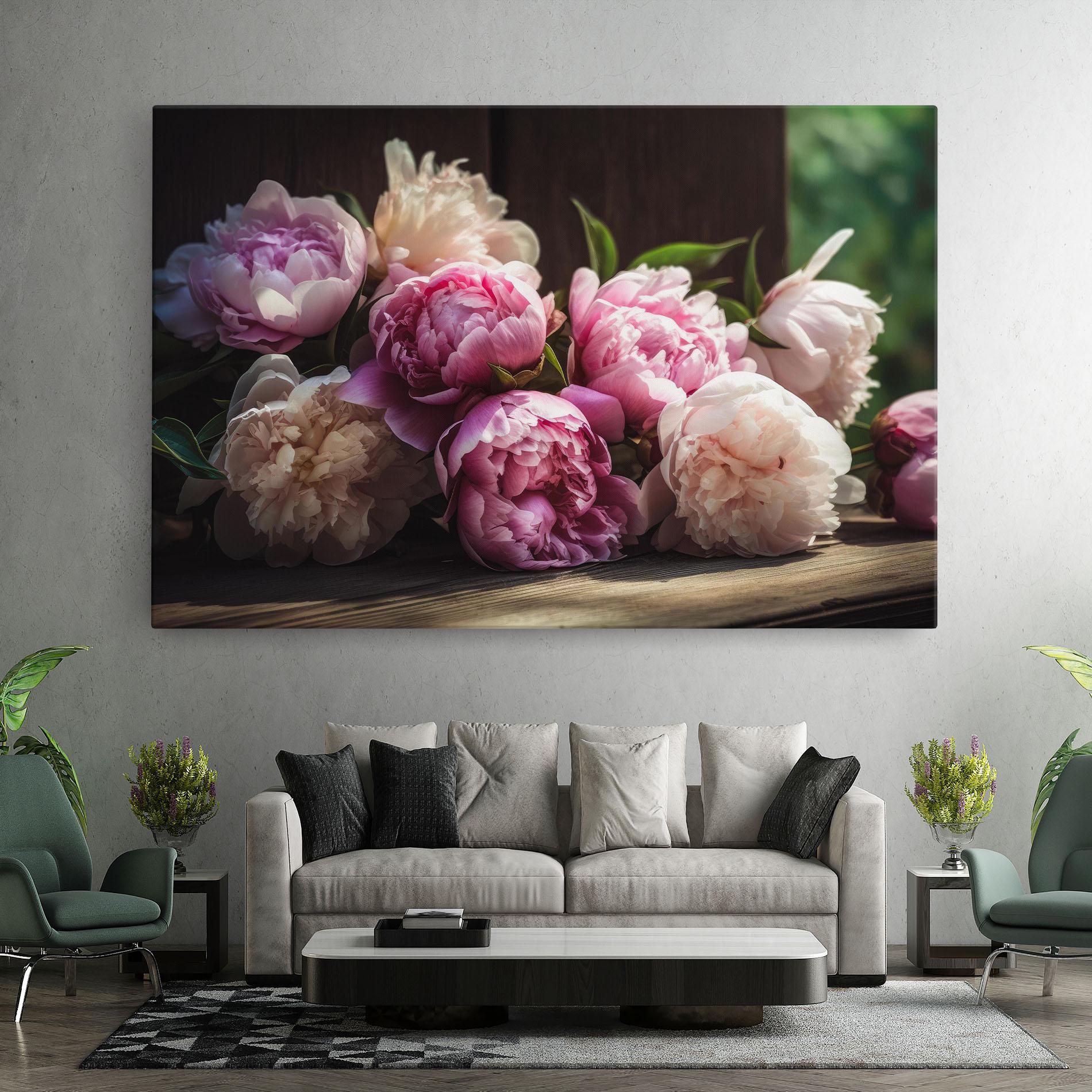 Tablou Canvas Peonies On The Table mockup 7