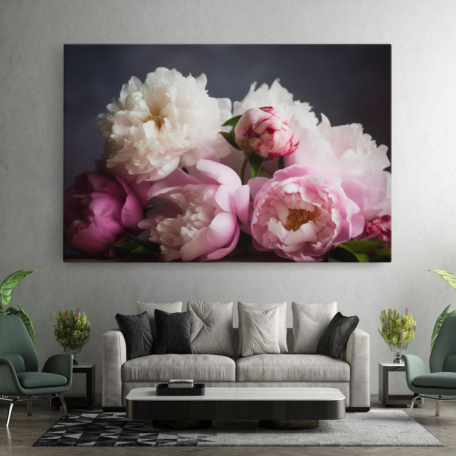 Tablou Canvas Peonies With Grey mockup 7