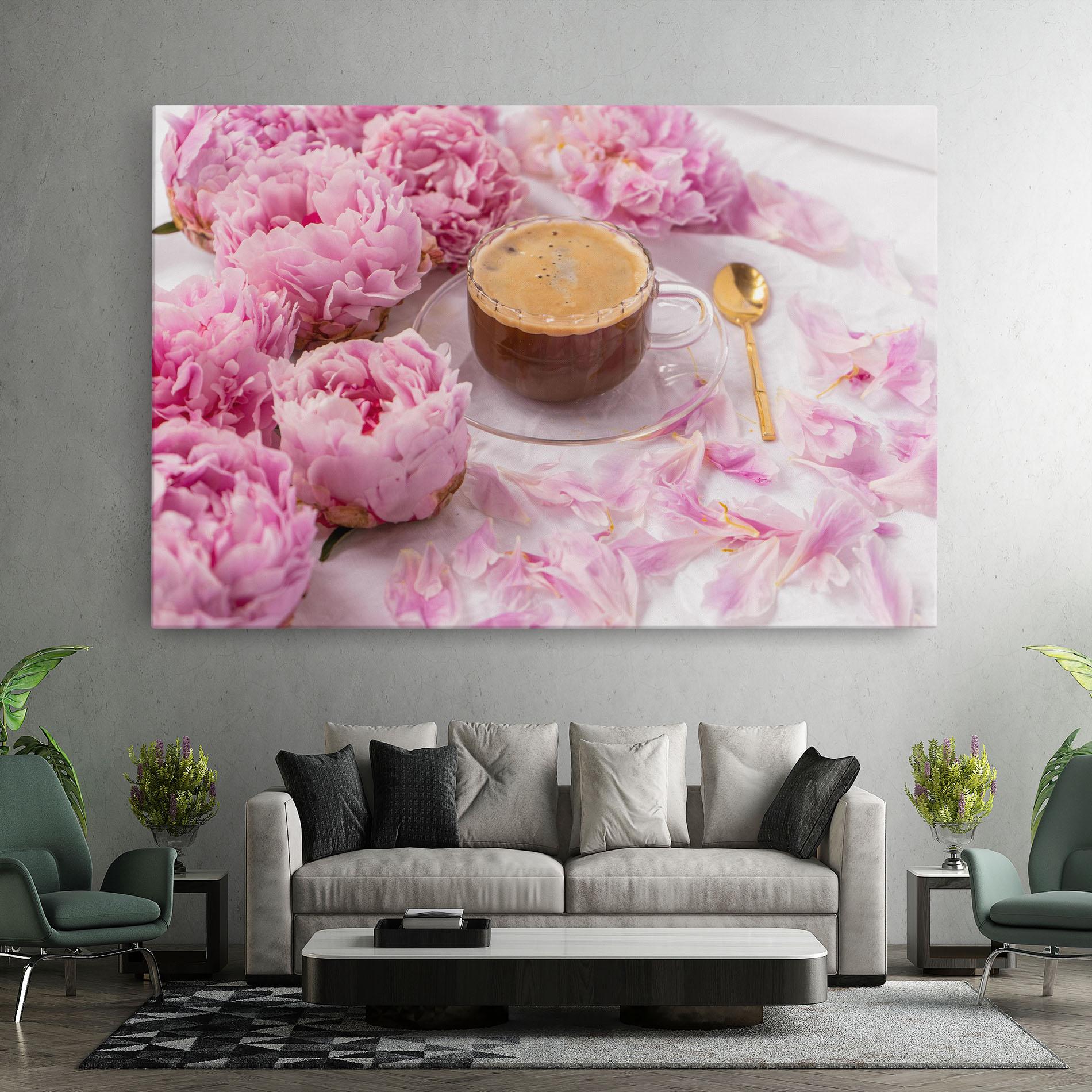 Tablou Canvas Peony And Coffee mockup 7