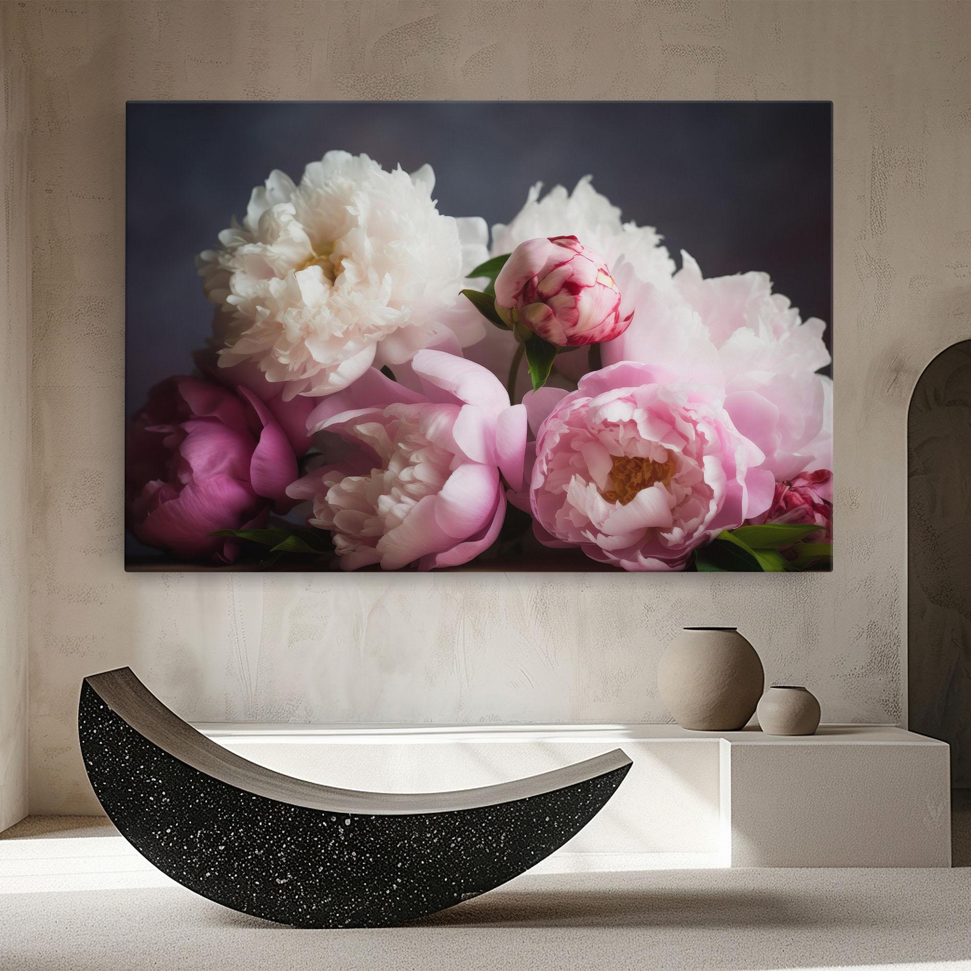 Tablou Canvas Peonies With Grey mockup 8