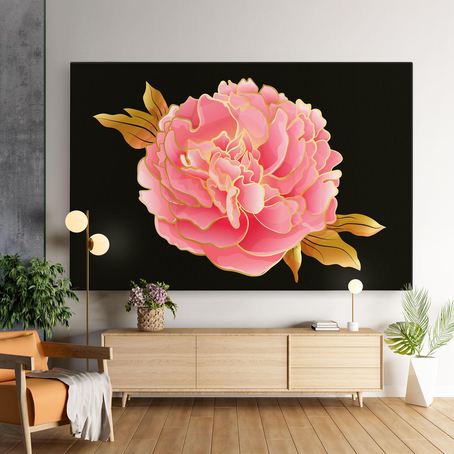 Tablou Canvas Gold Pinkk Peony mockup 9