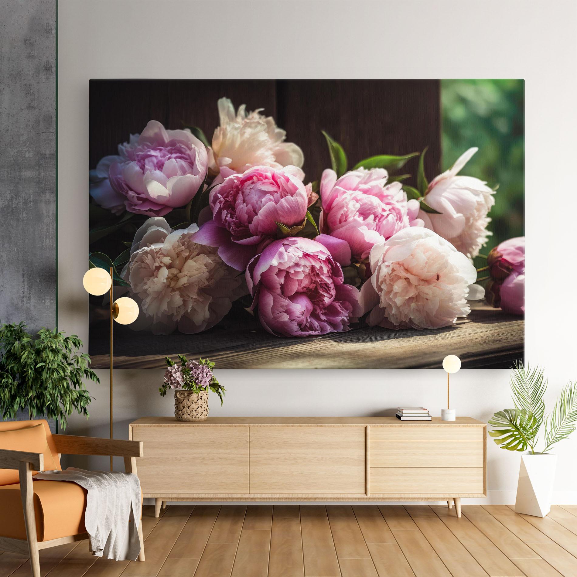 Tablou Canvas Peonies On The Table mockup 9