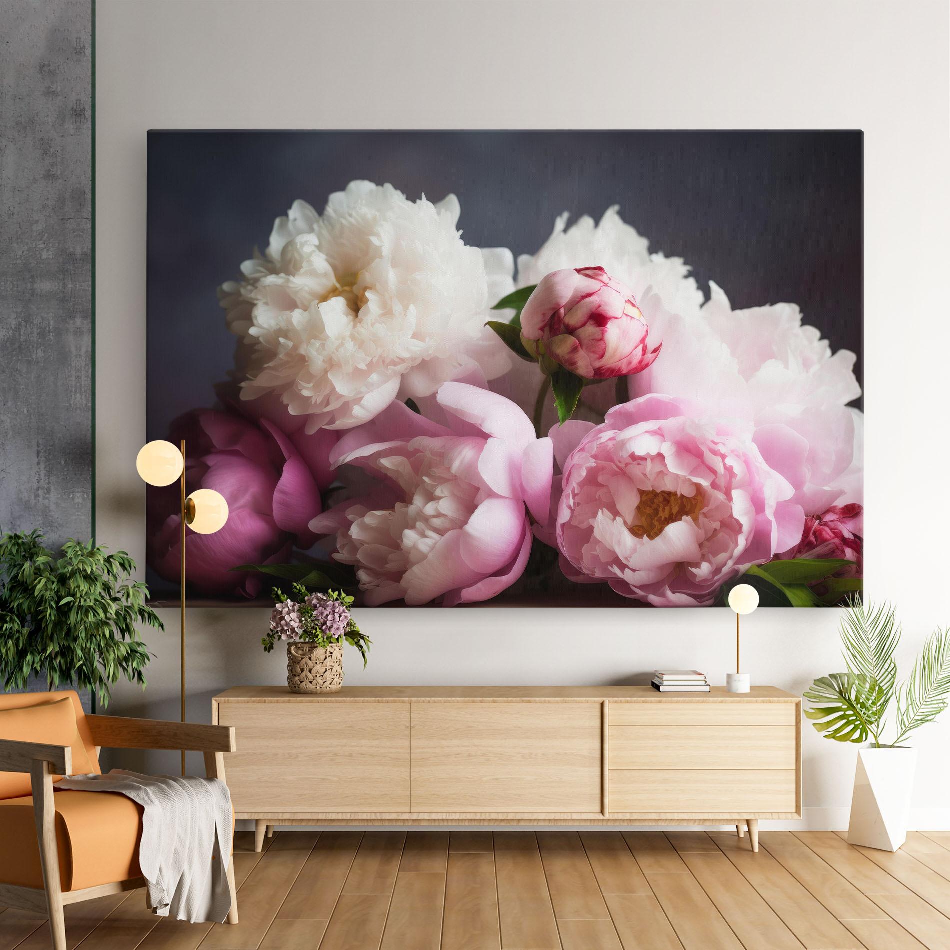 Tablou Canvas Peonies With Grey mockup 9