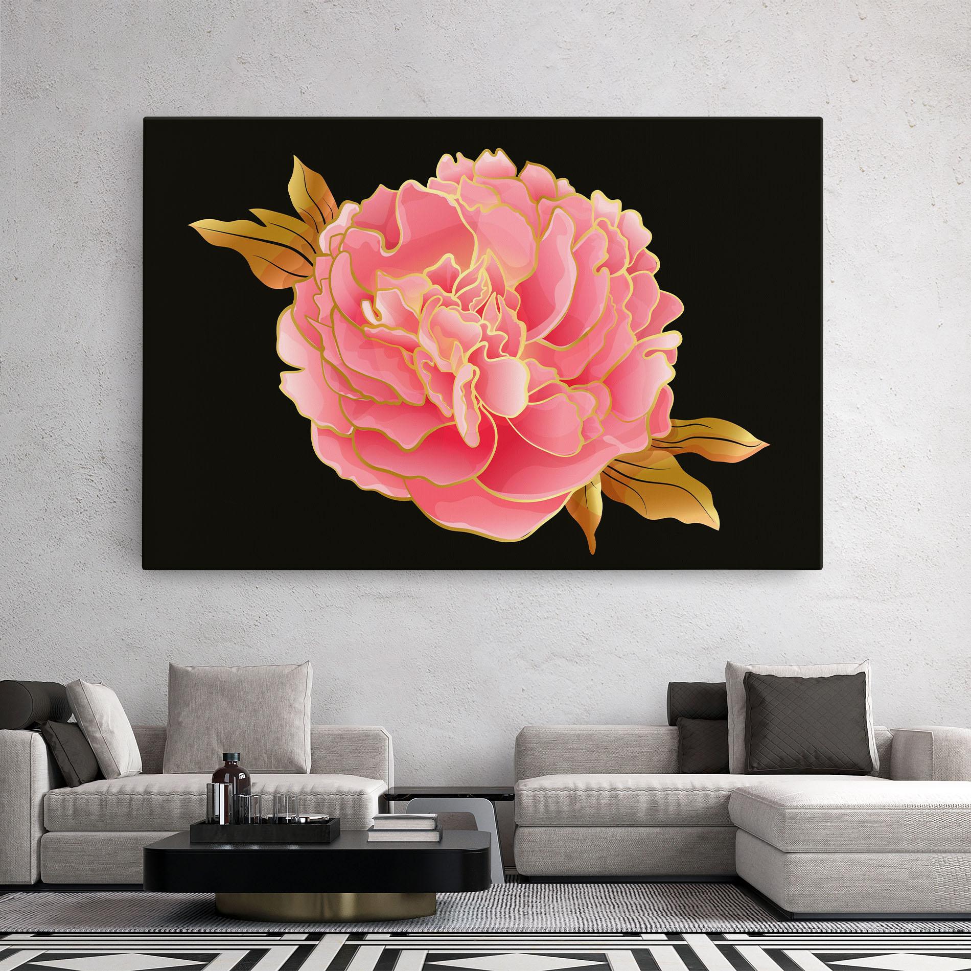 Tablou Canvas Gold Pinkk Peony mockup 2