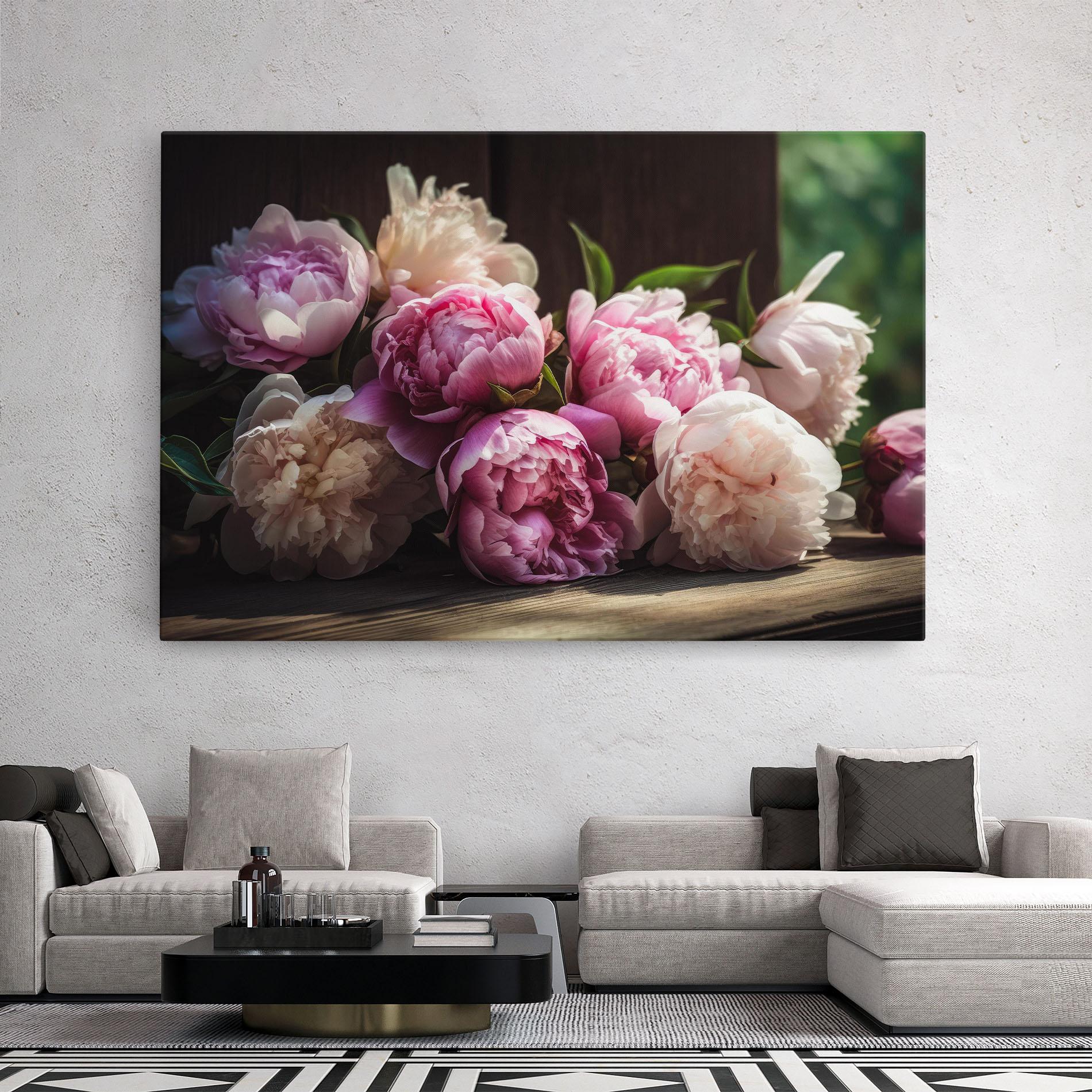 Tablou Canvas Peonies On The Table mockup 2
