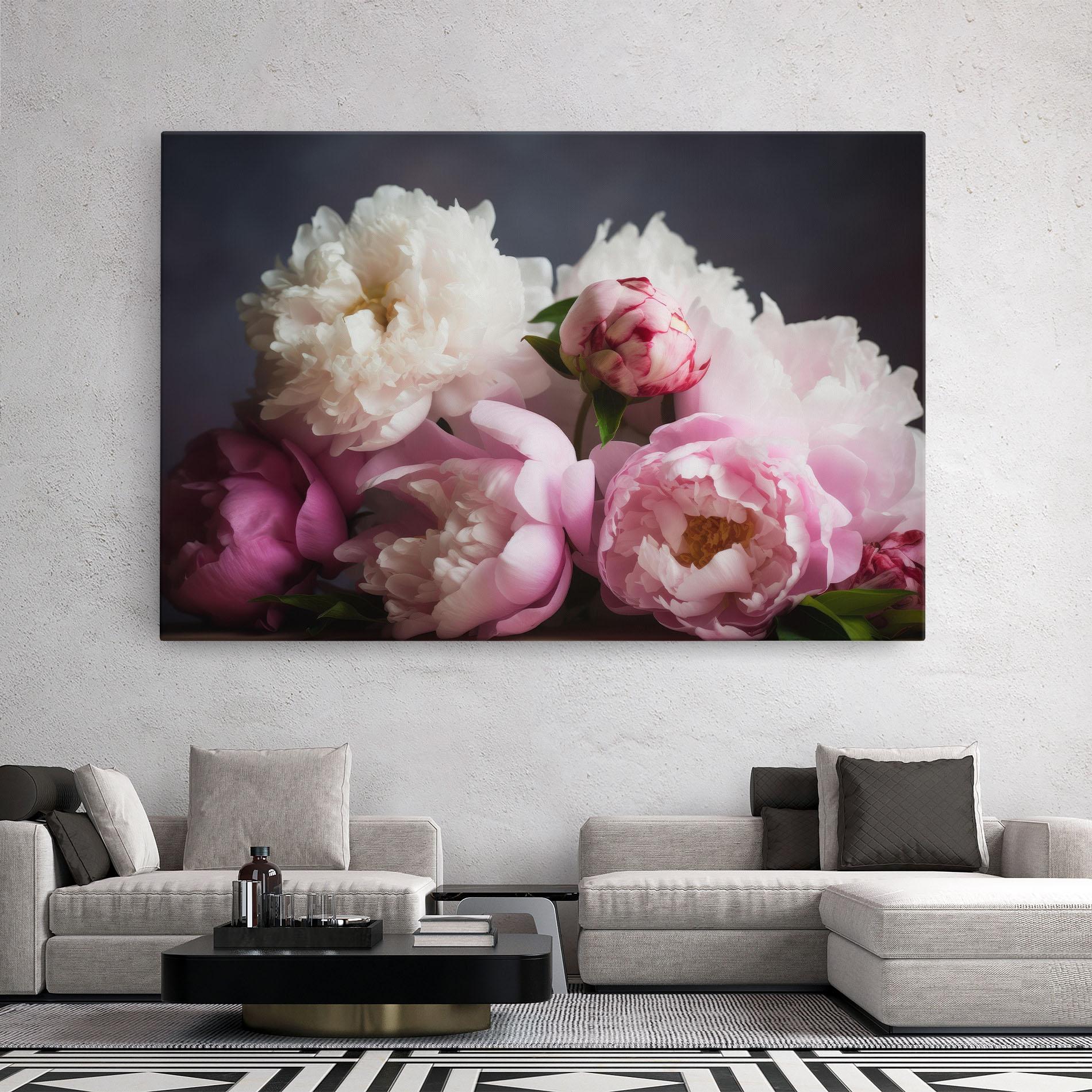 Tablou Canvas Peonies With Grey mockup 2