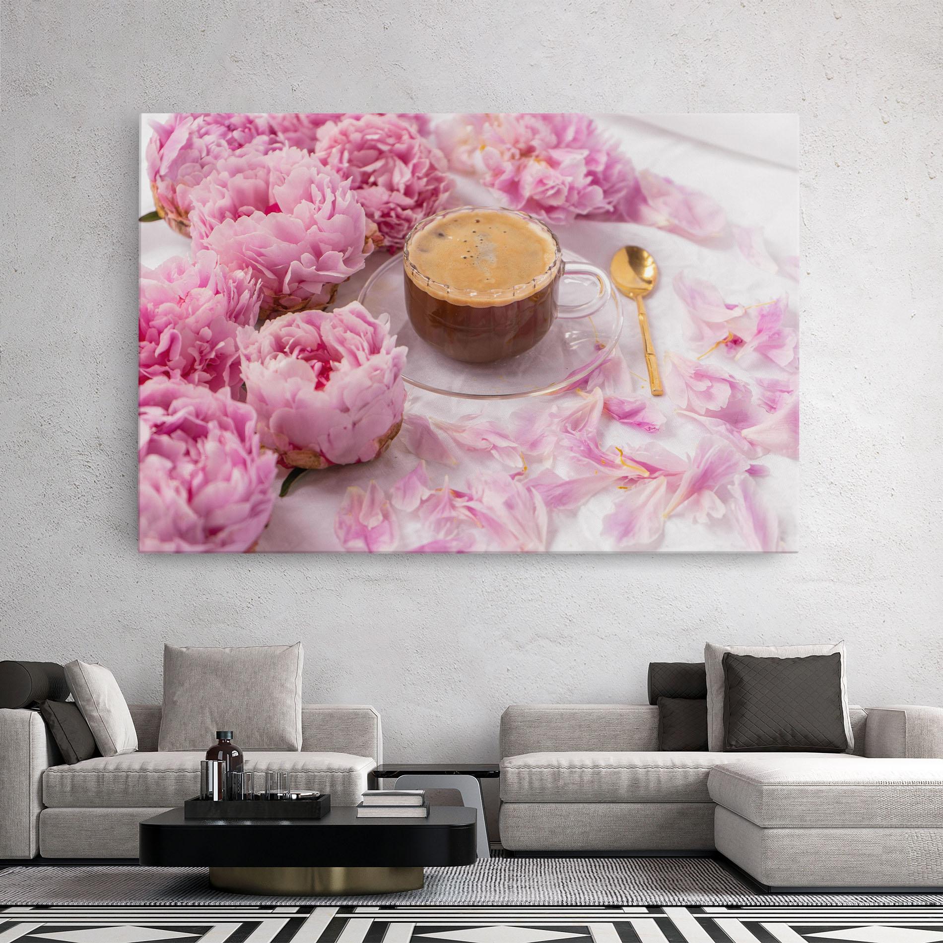 Tablou Canvas Peony And Coffee mockup 2