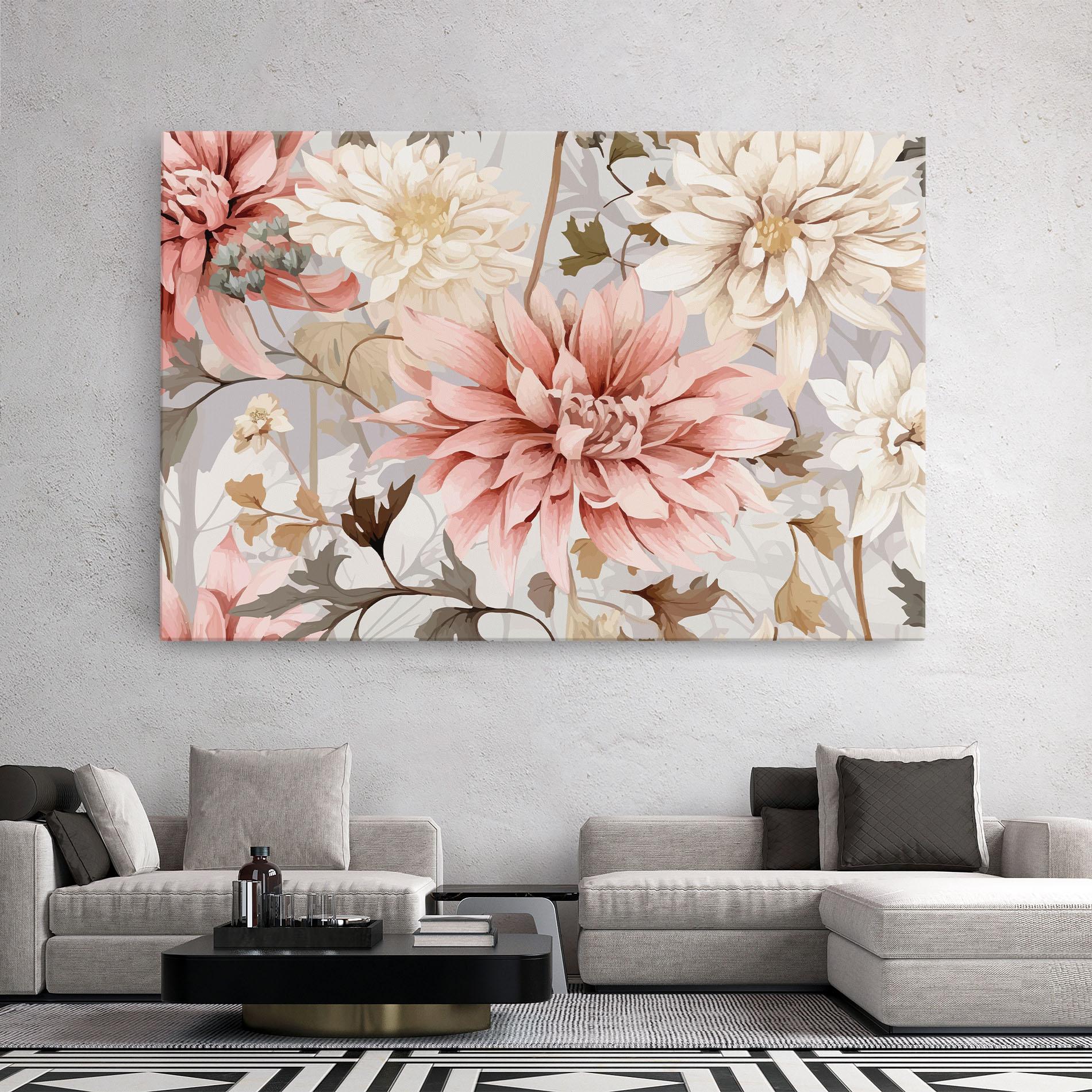 Tablou Canvas Pink Cream Open Peony mockup 2