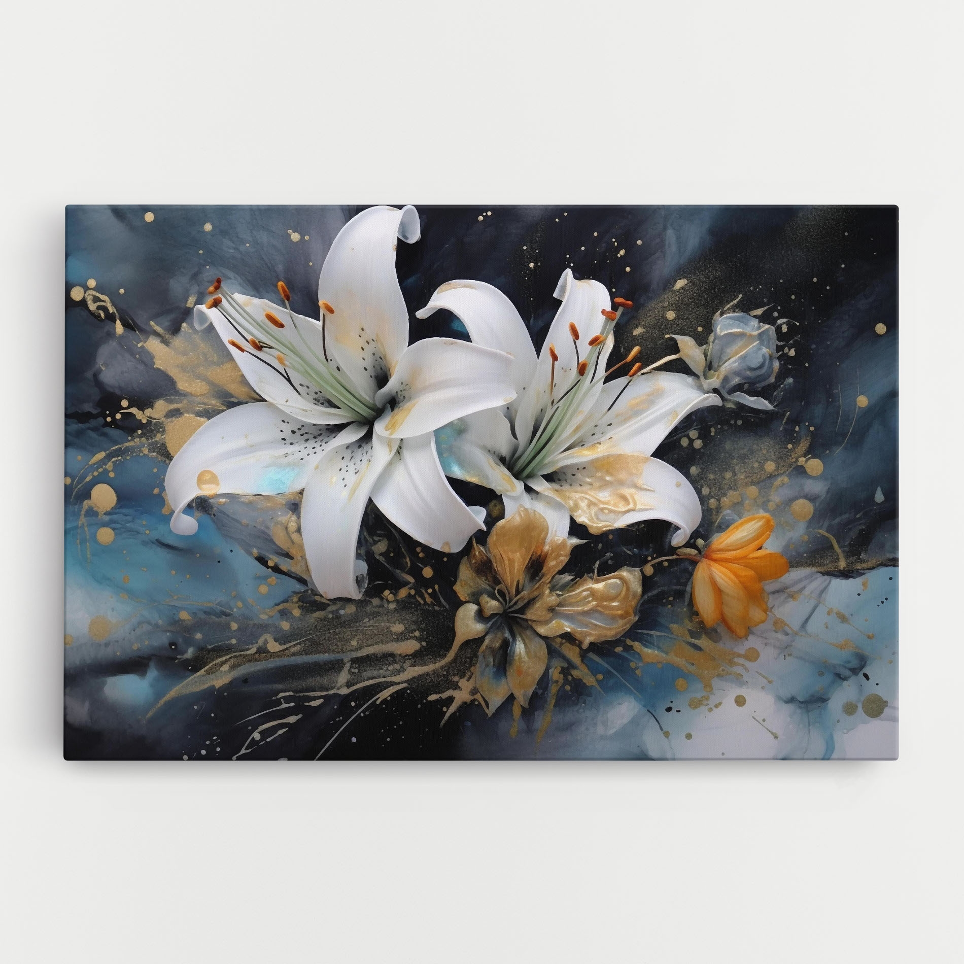 Tablou Canvas Lily On Blue Painting