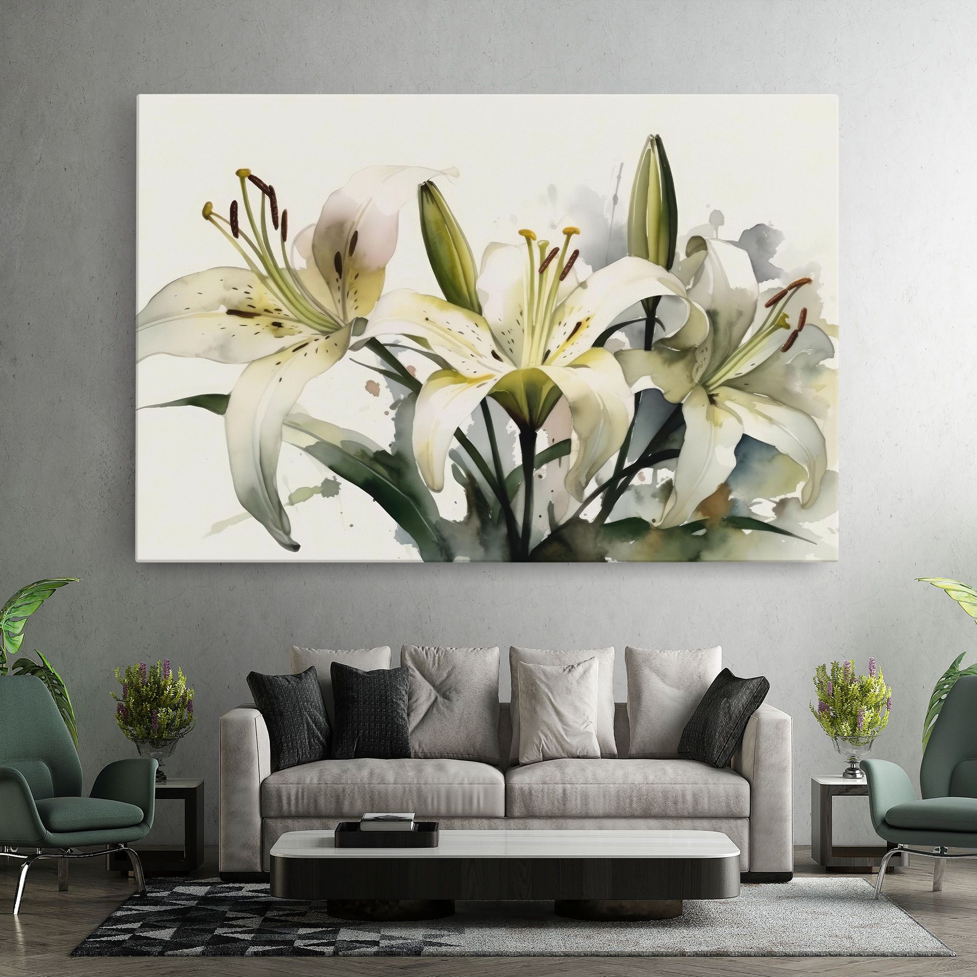 Cute White Lily Painting mockup 7