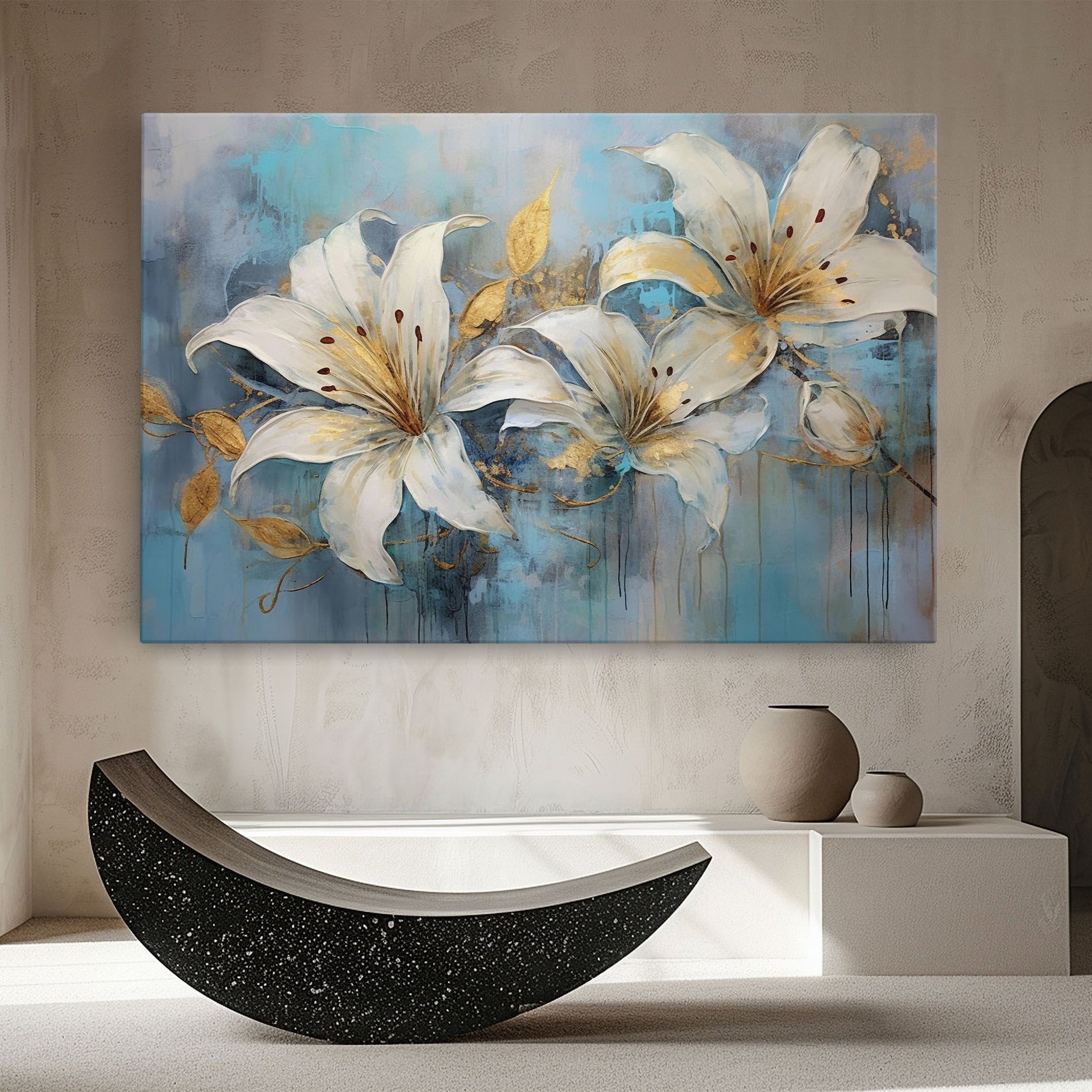 Lily With Gold Painting mockup 8