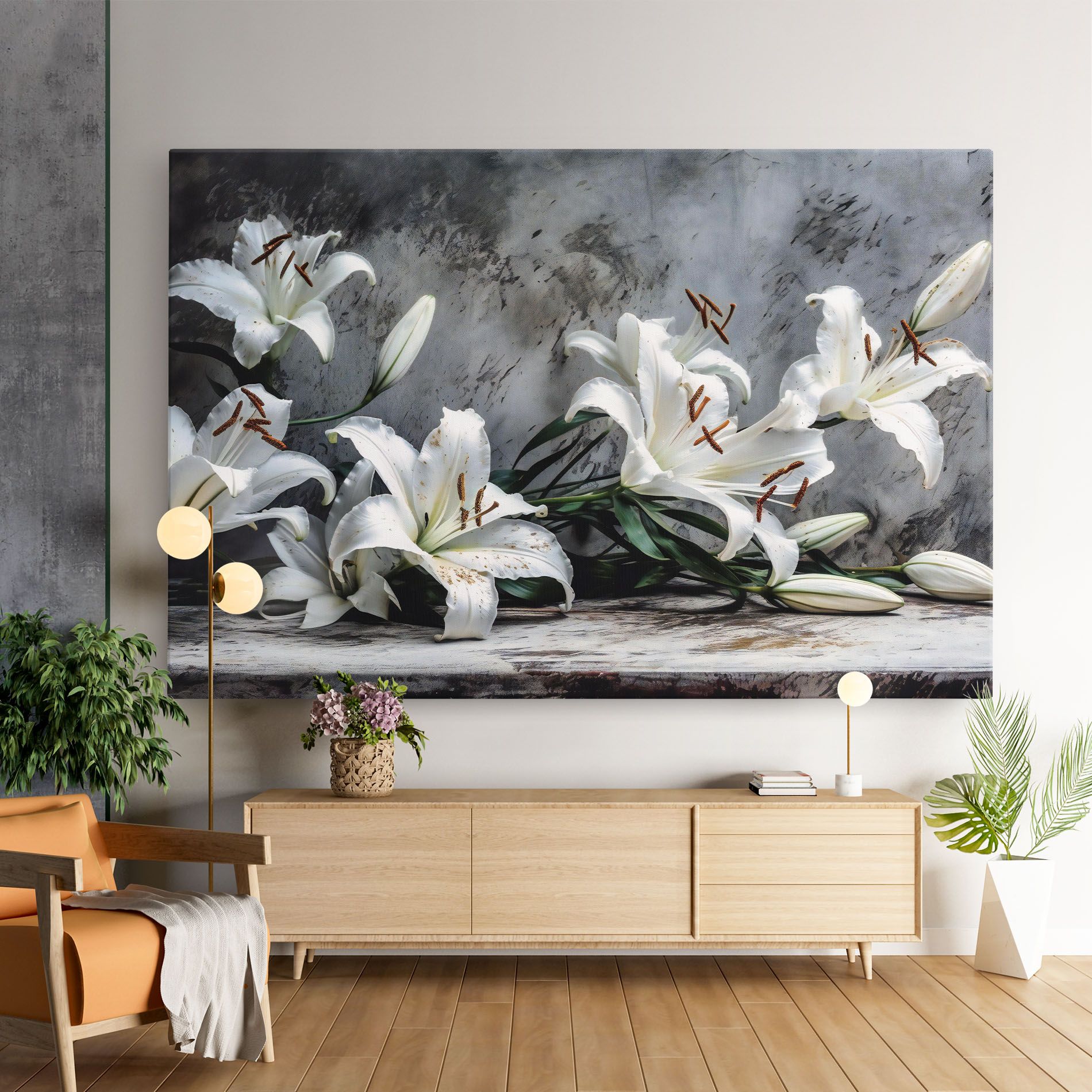 White Pretty Lily On Grey mockup 9