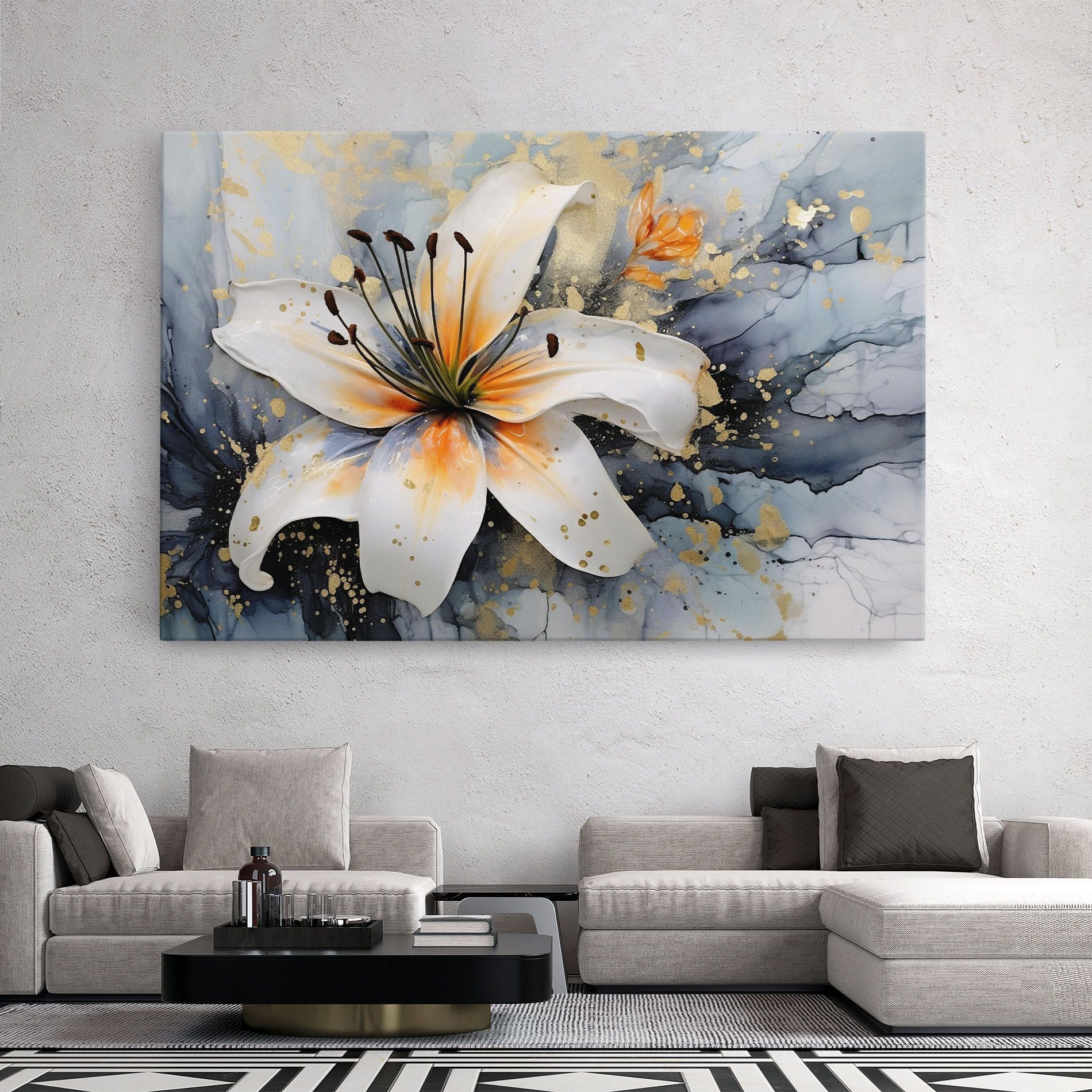 Lily With Orange Painting mockup 2