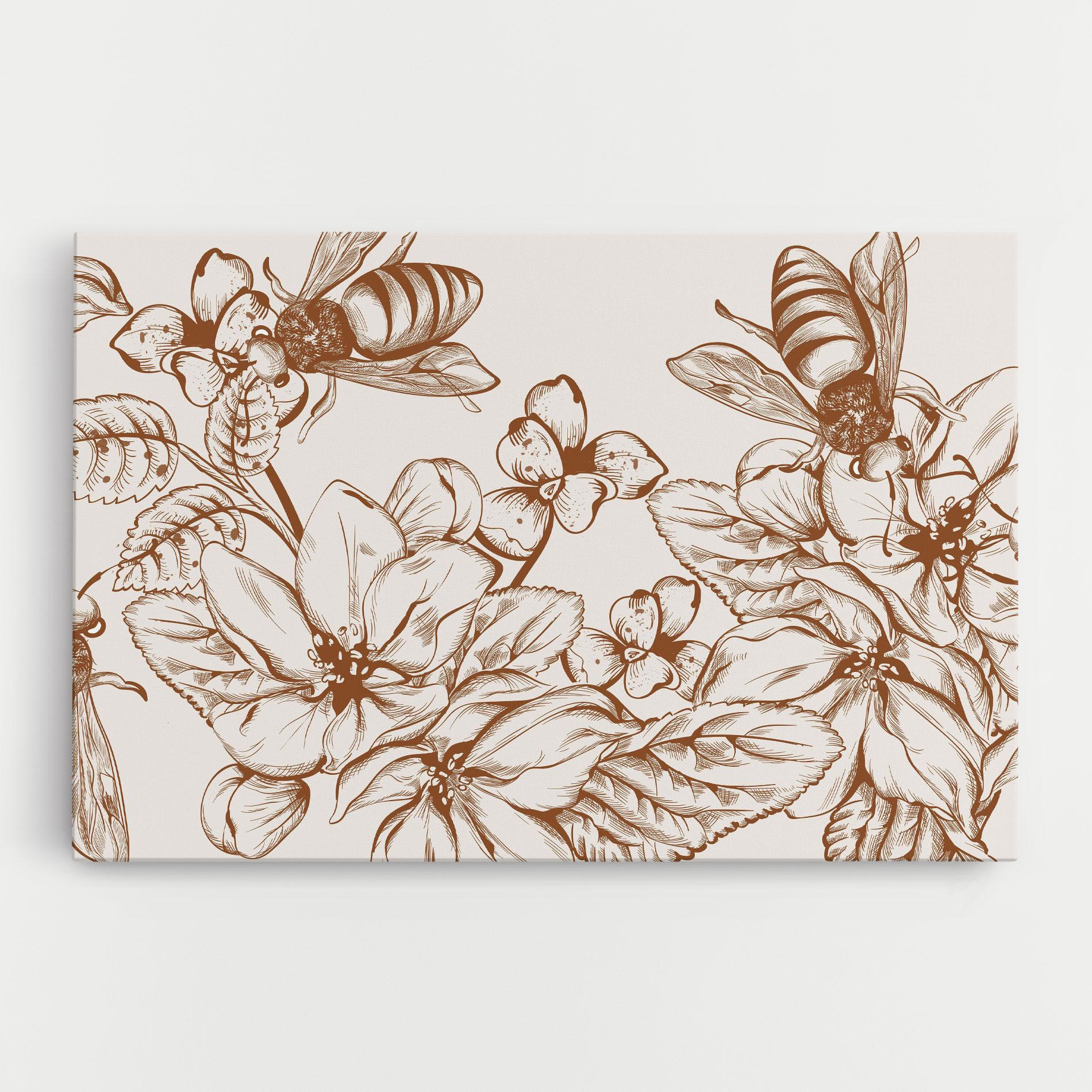 Tablou Canvas Bee Flower Line mockup 0