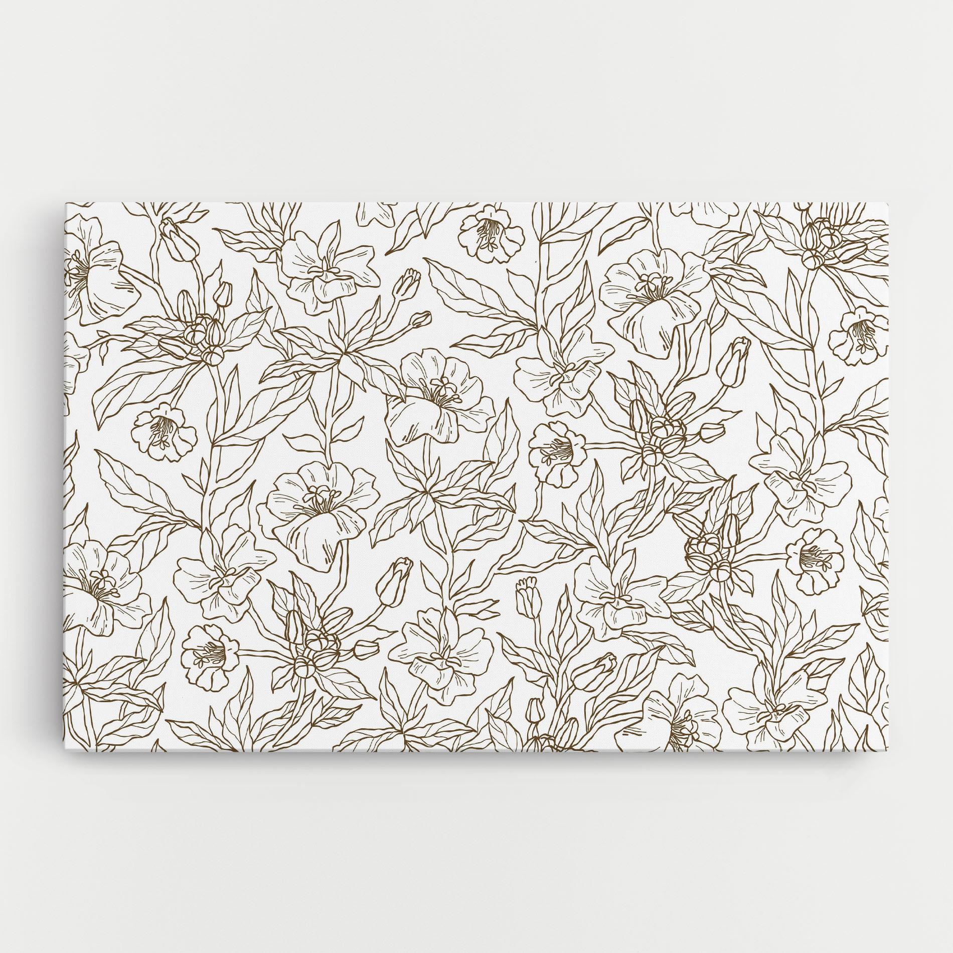 Tablou Canvas Cream Line Flowers mockup 0