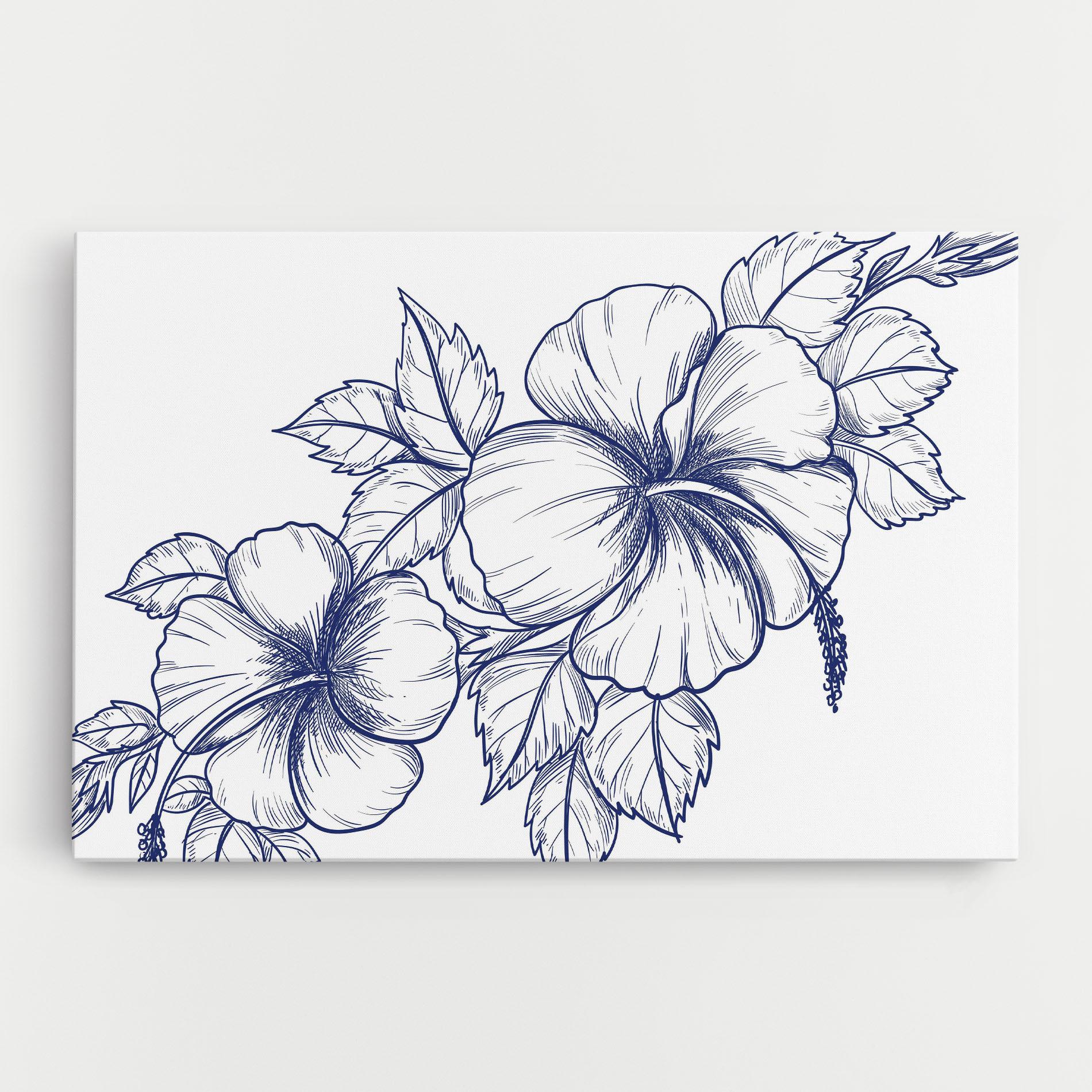Tablou Canvas Dark Blue Line Flower mockup 0