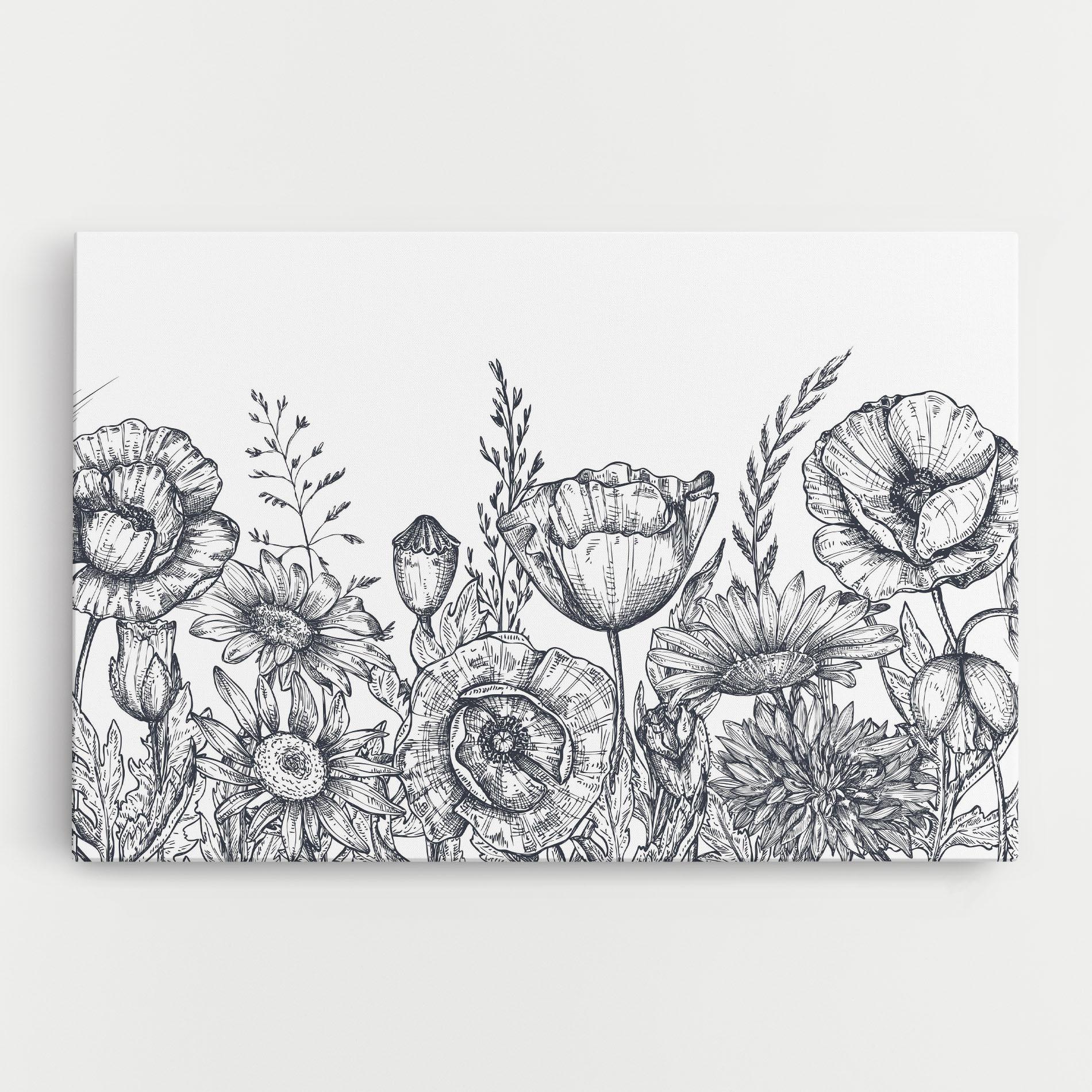 Tablou Canvas Flower Grey Line mockup 0