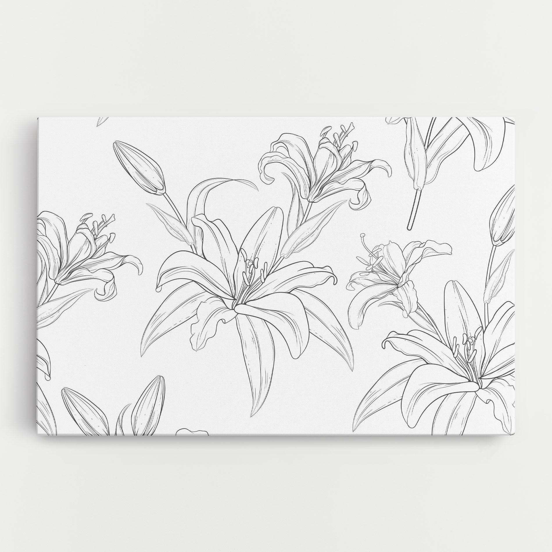 Tablou Canvas Grey Line Flower mockup 0
