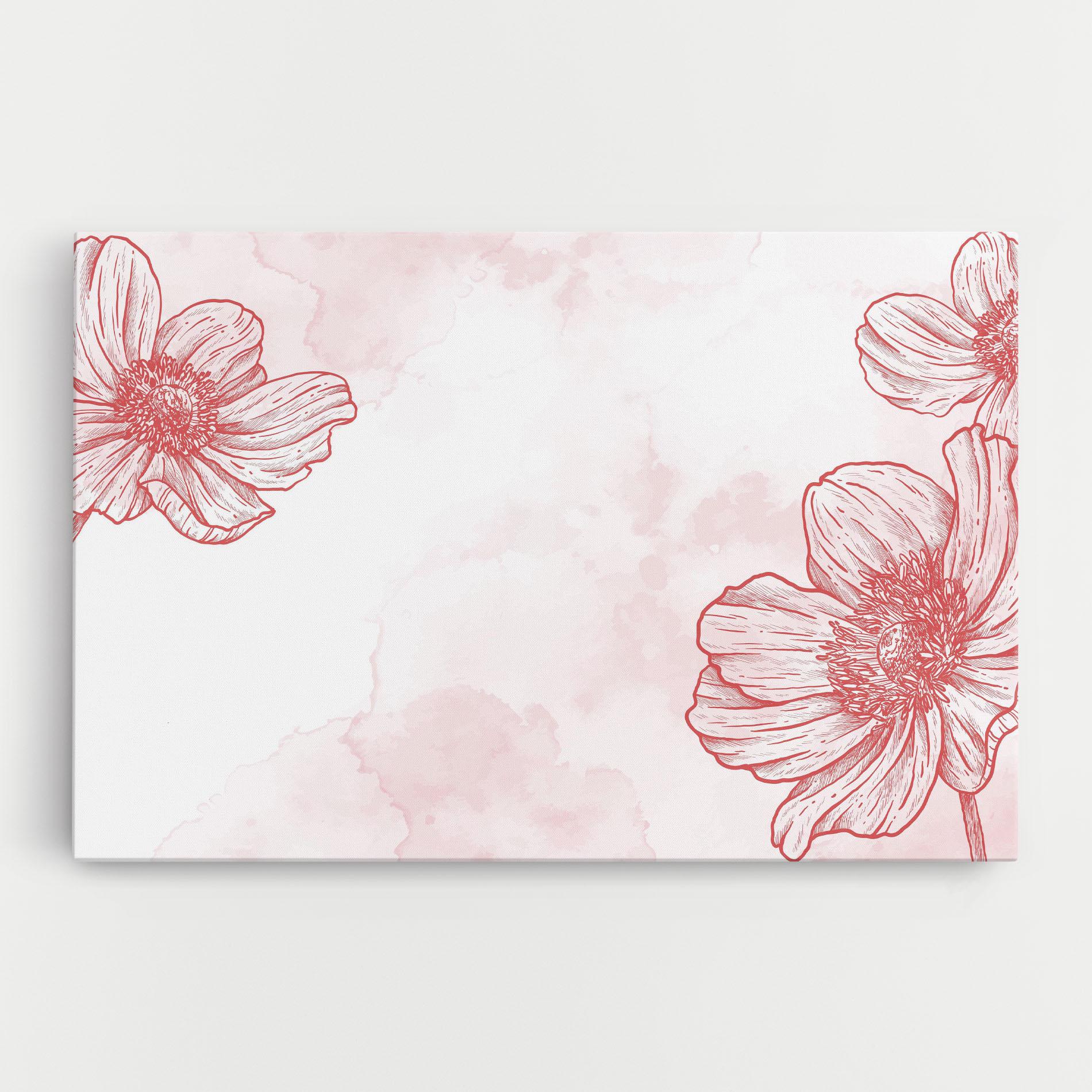 Tablou Canvas Red Flower Line mockup 0