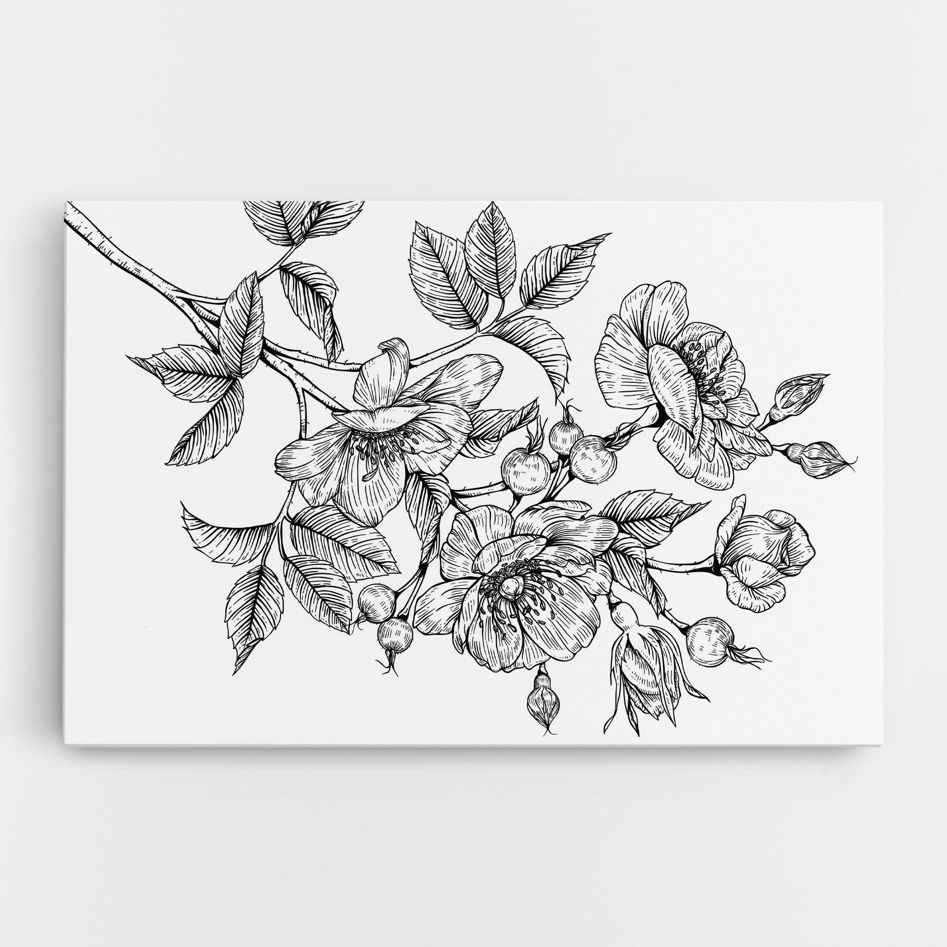 Tablou Canvas Rose Black Line mockup 0