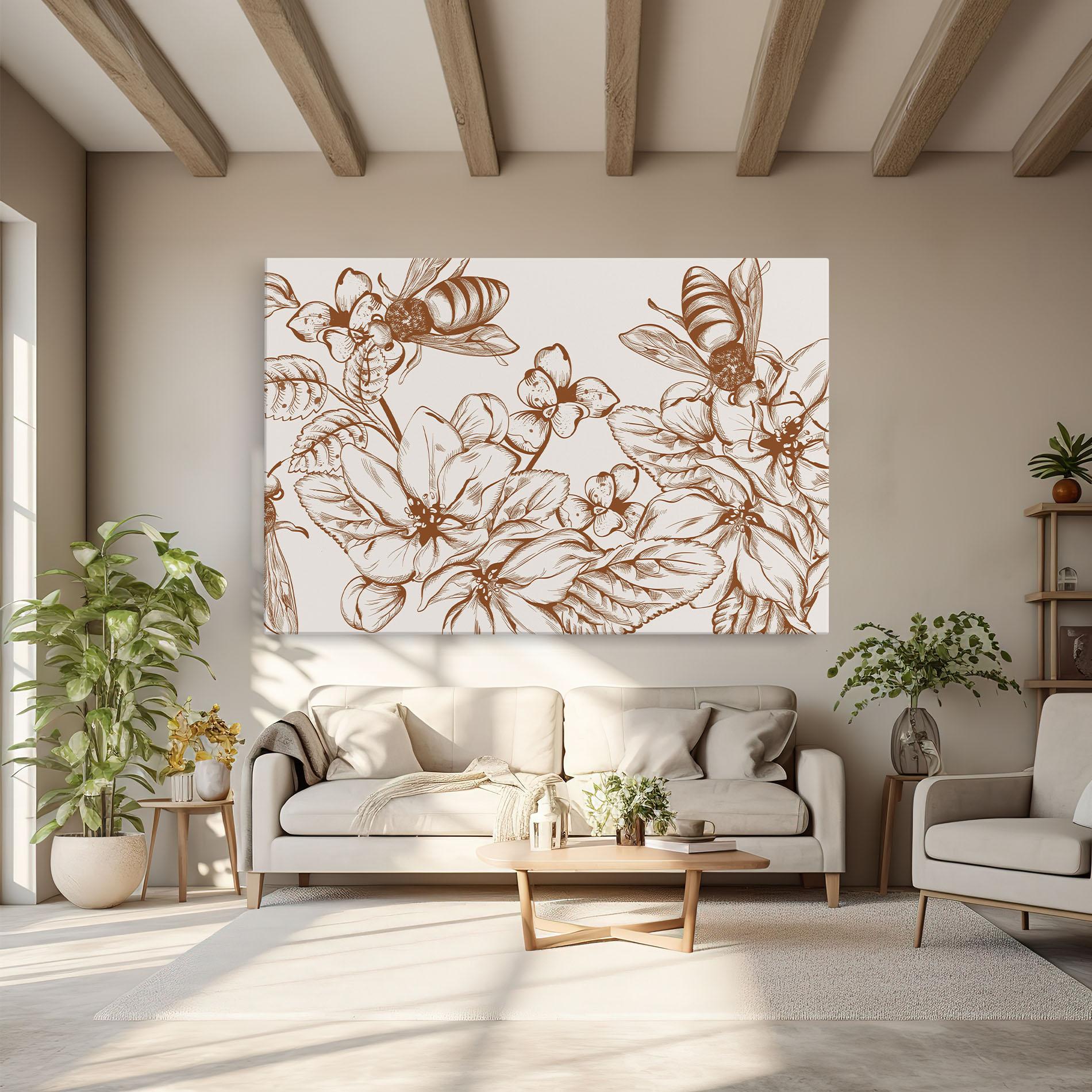 Tablou Canvas Bee Flower Line mockup 6