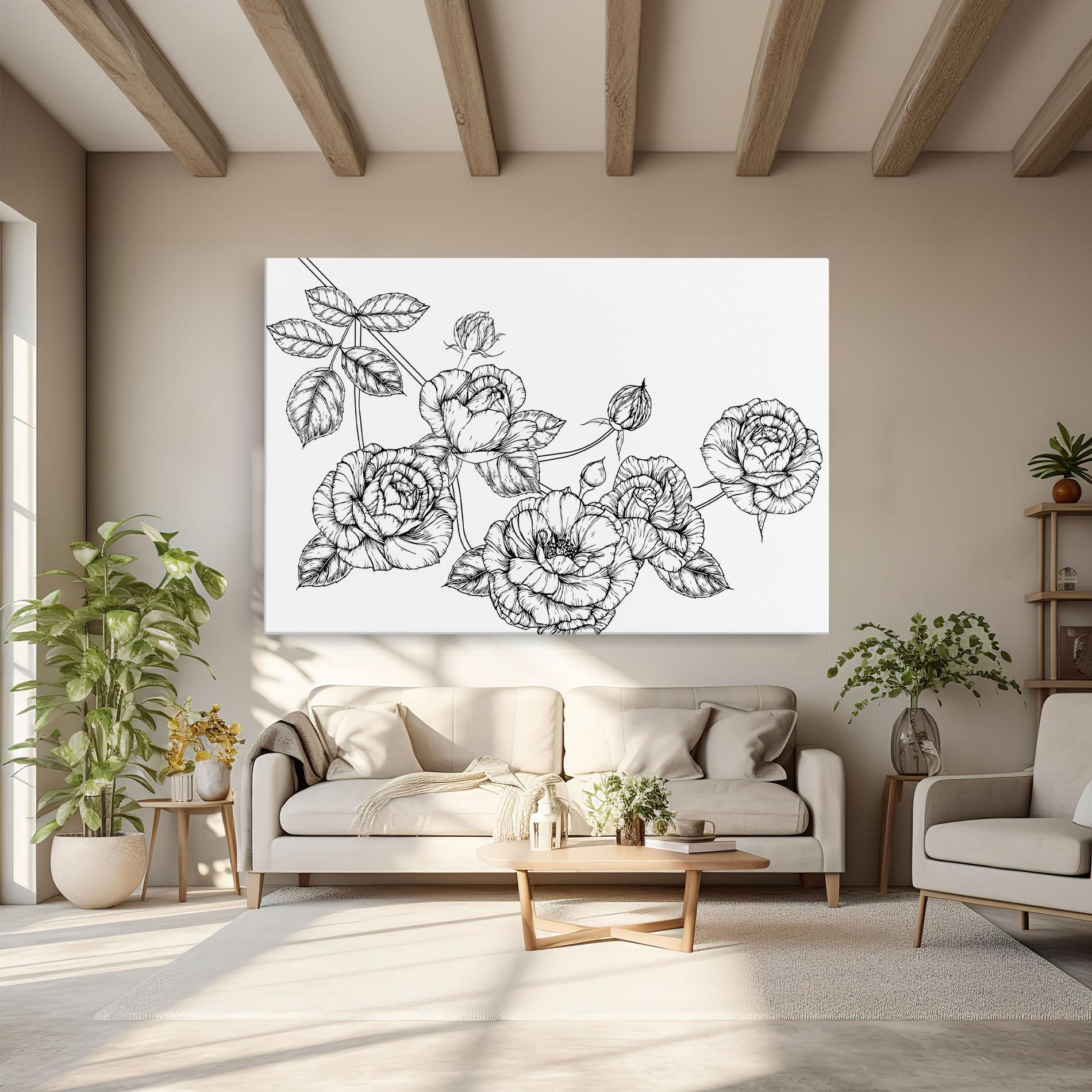 Tablou Canvas Big Roses Line mockup 6