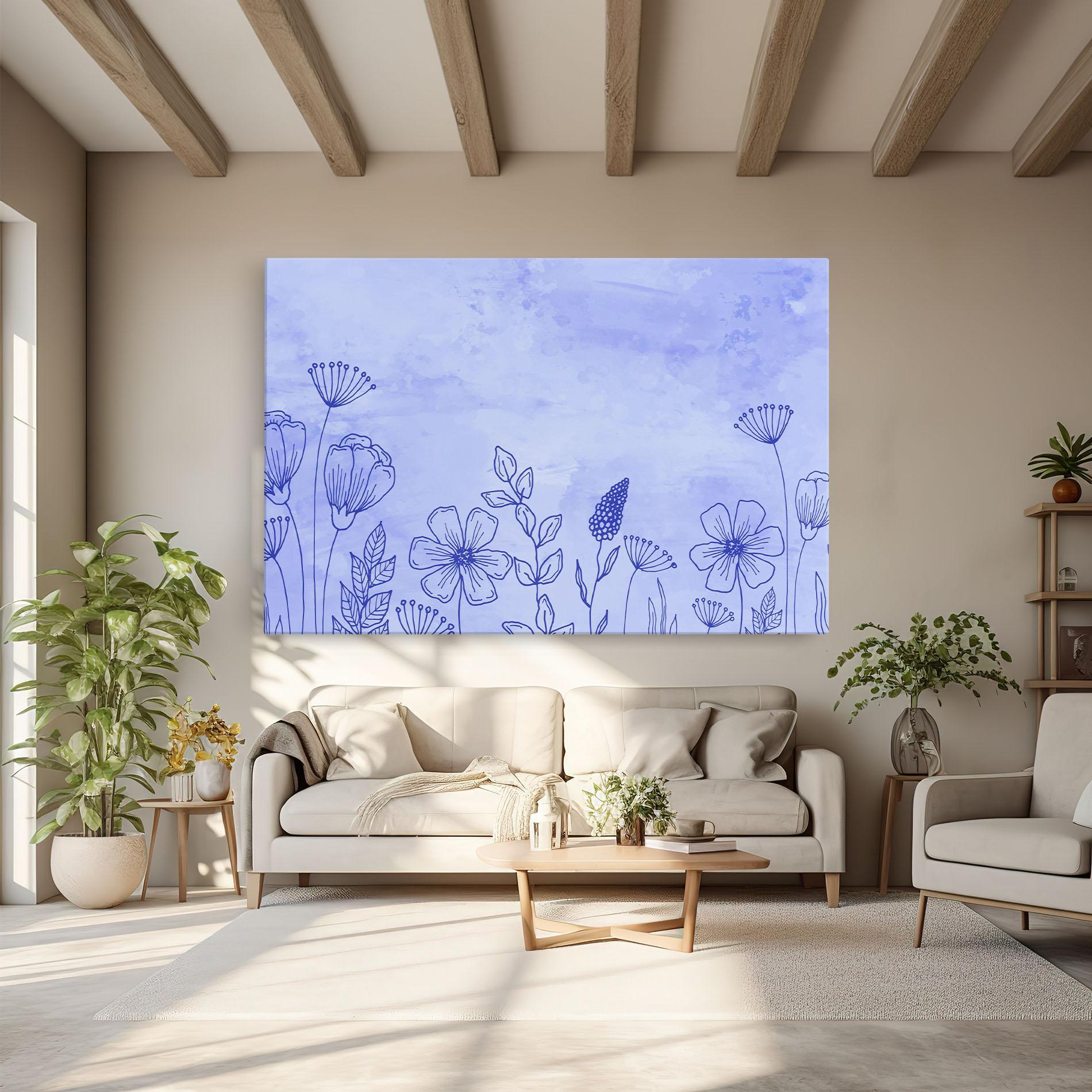 Tablou Canvas Blue Line Plant mockup 6