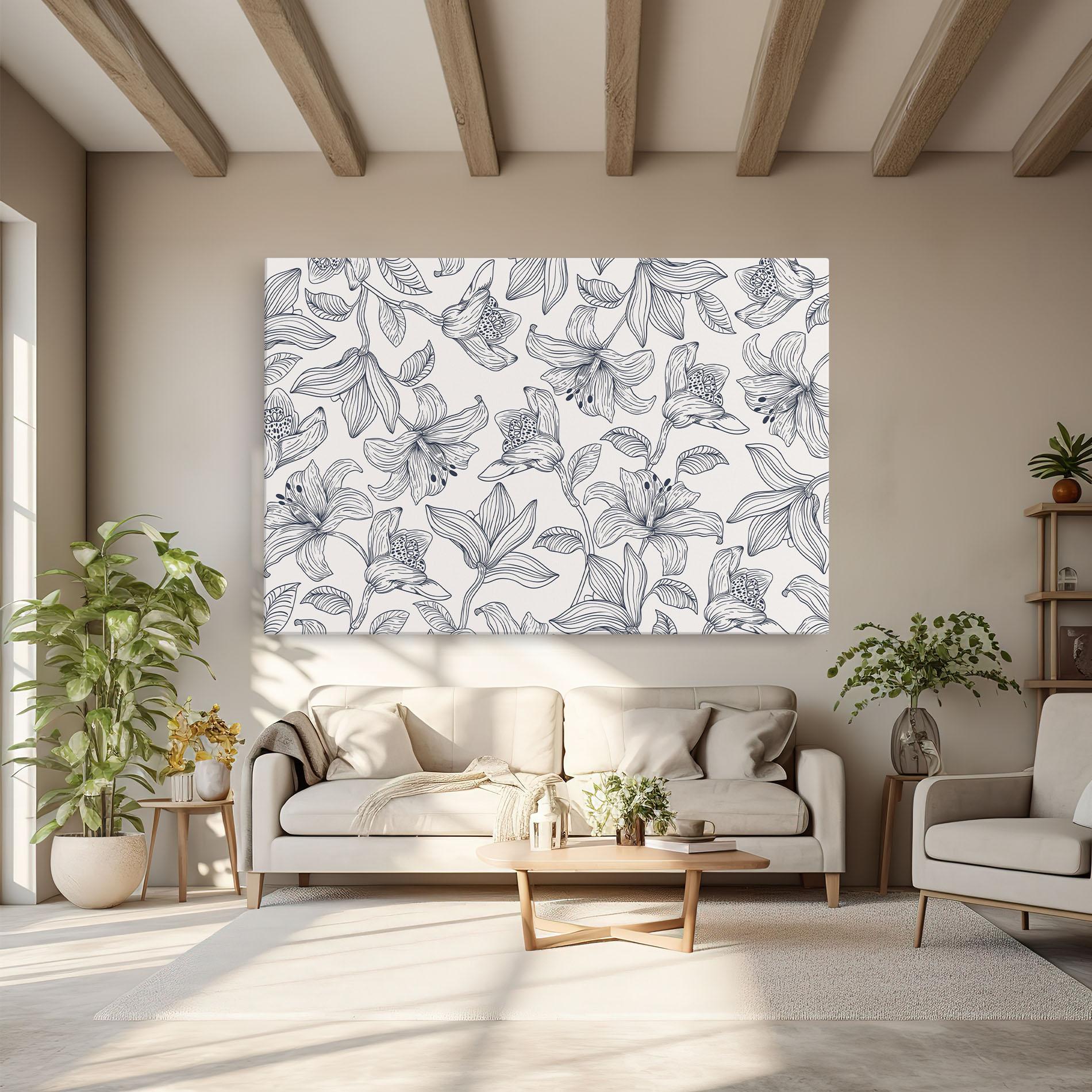 Tablou Canvas Blue Patern Flower mockup 6