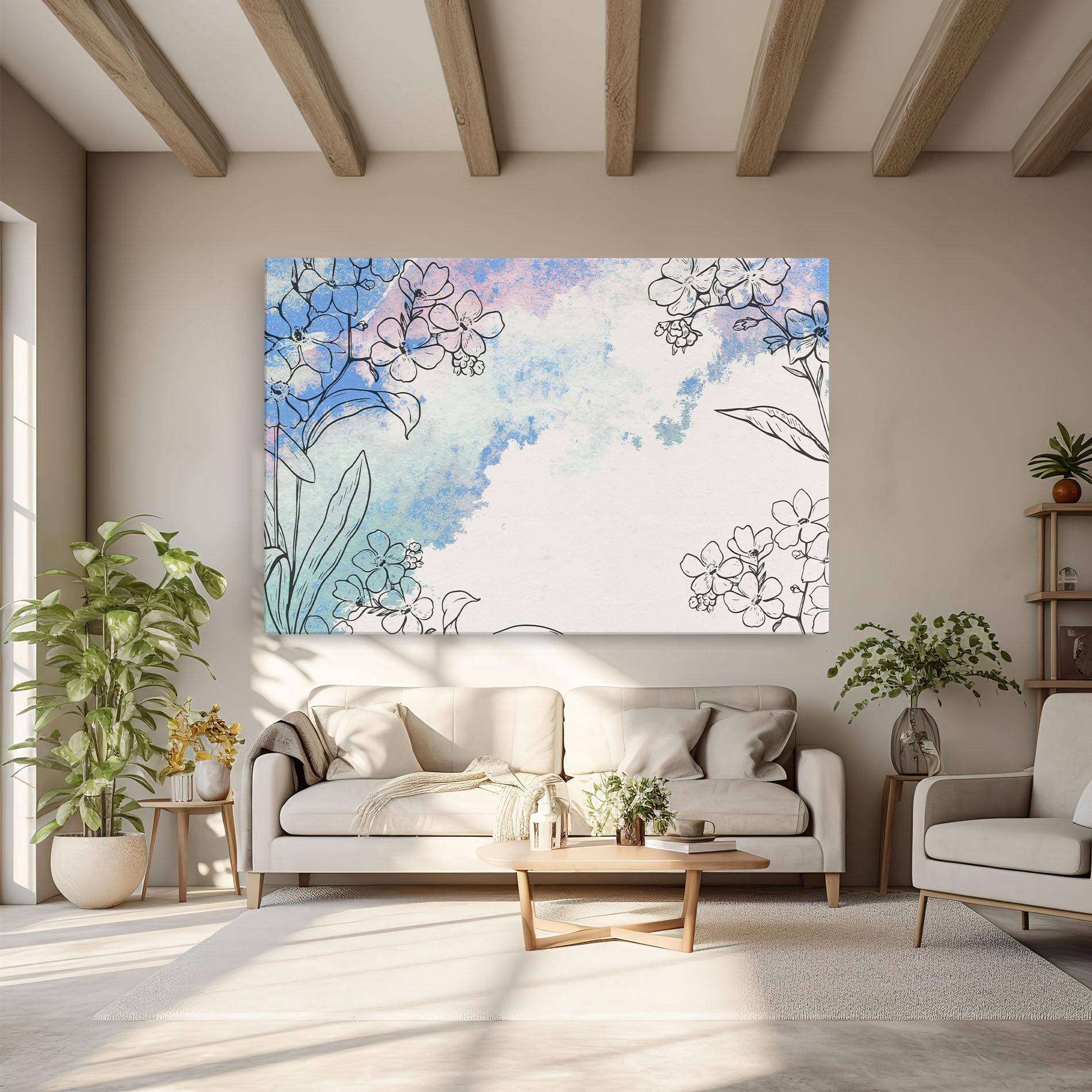 Tablou Canvas Blue Watercolor Flower mockup 6