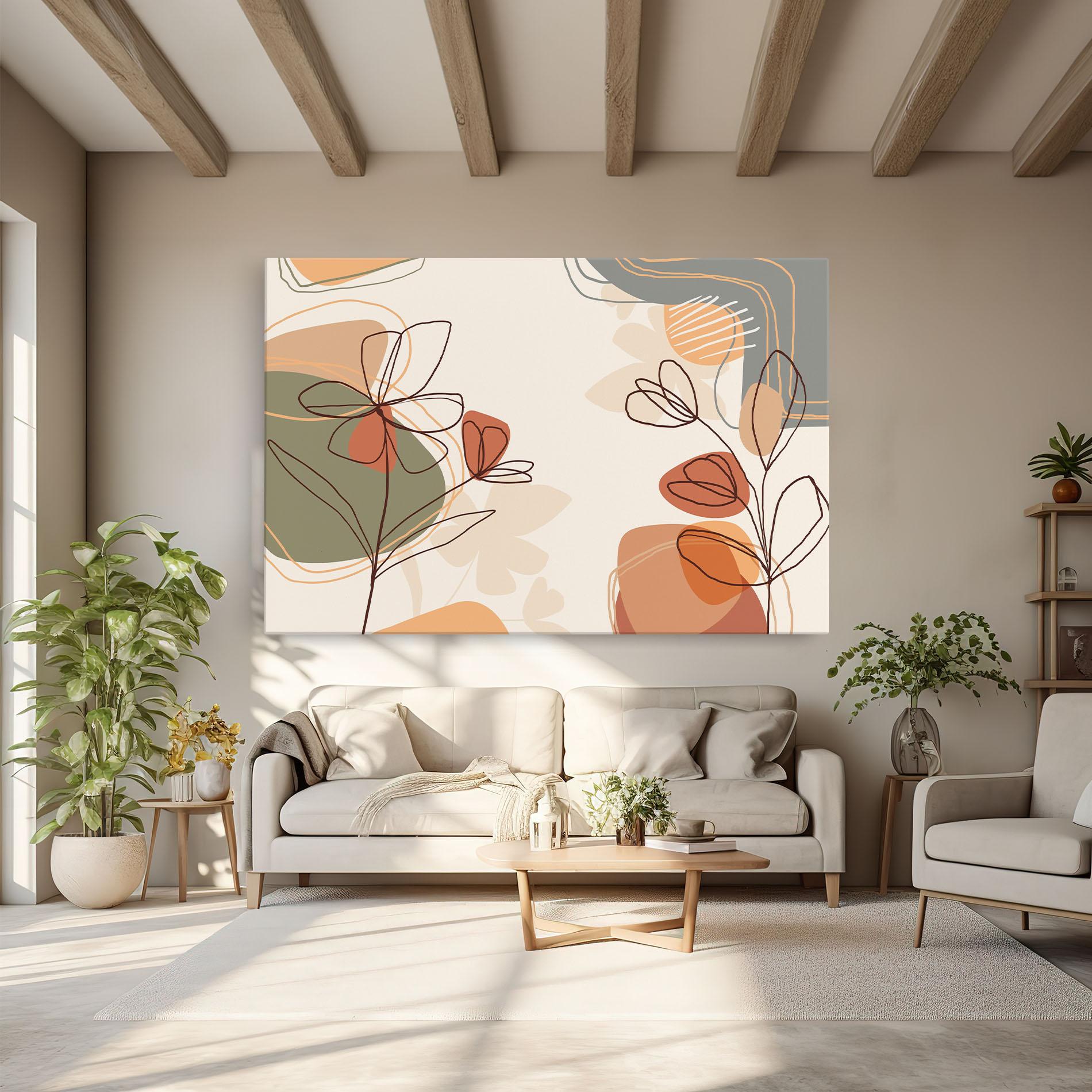 Tablou Canvas Brown Line Plants mockup 6