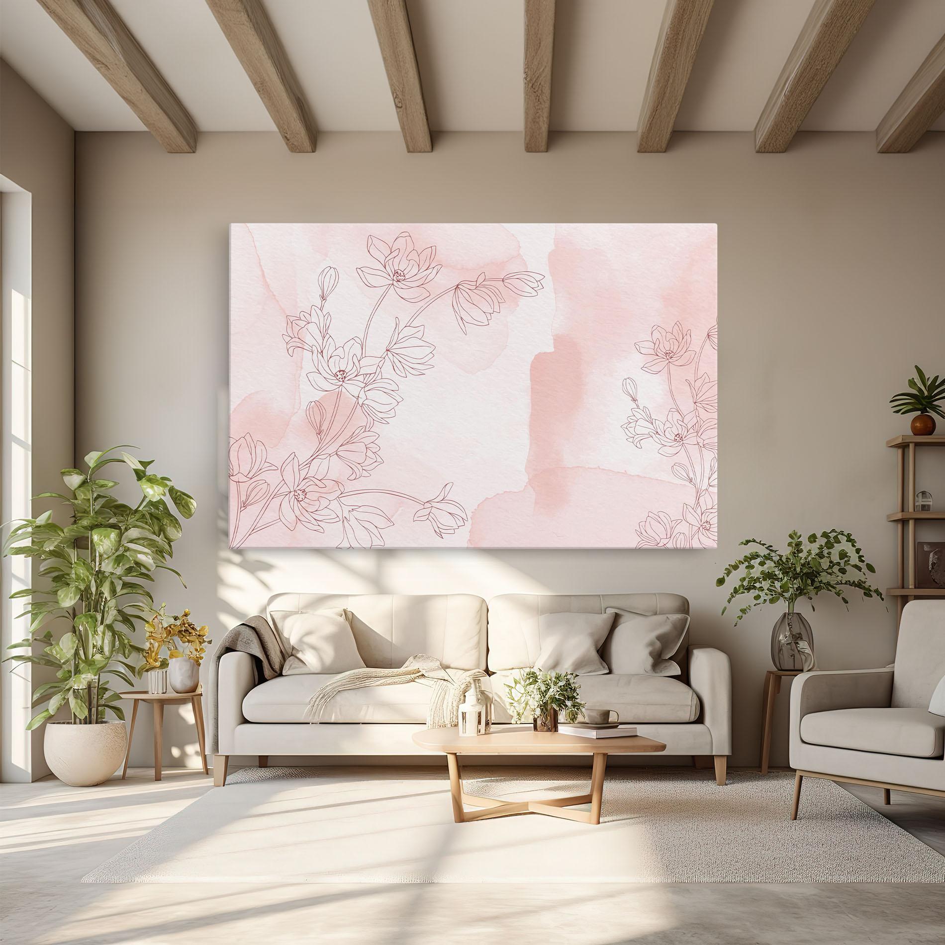 Tablou Canvas Pink Flower Line mockup 6