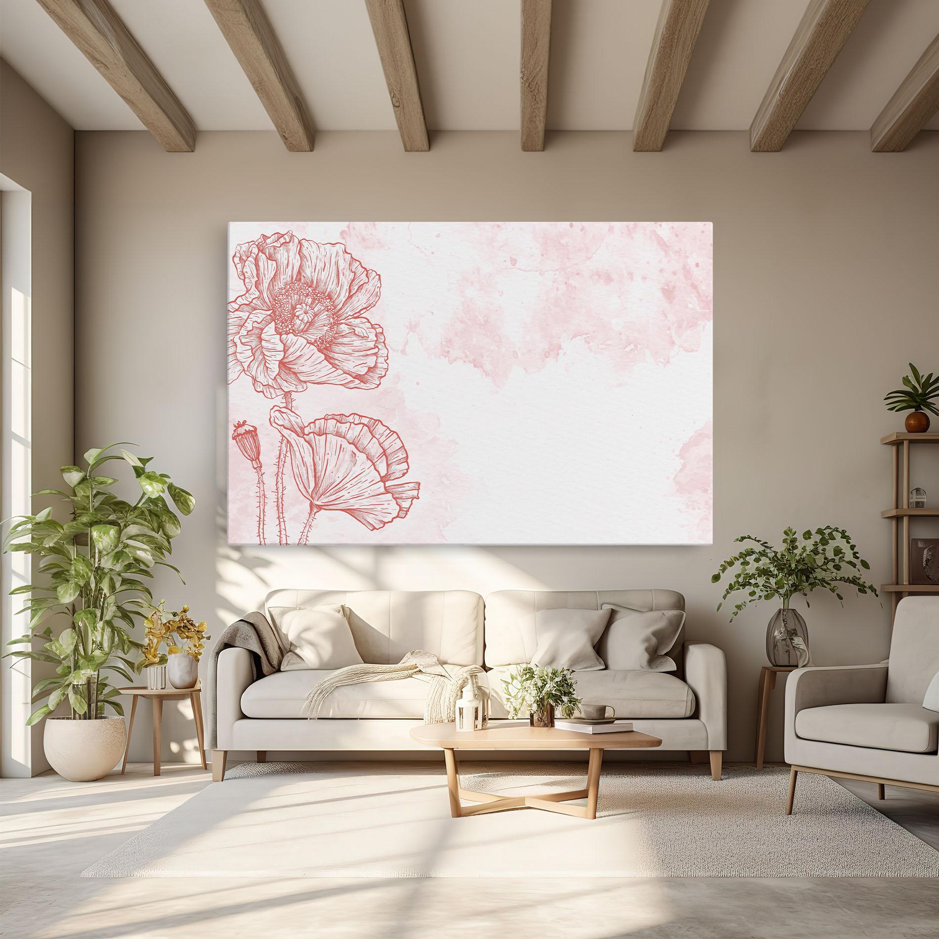 Tablou Canvas Red Poppy Line mockup 6