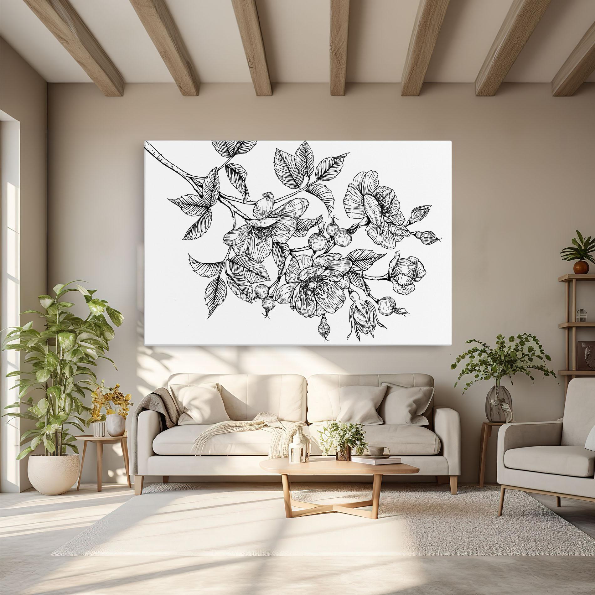 Tablou Canvas Rose Black Line mockup 6