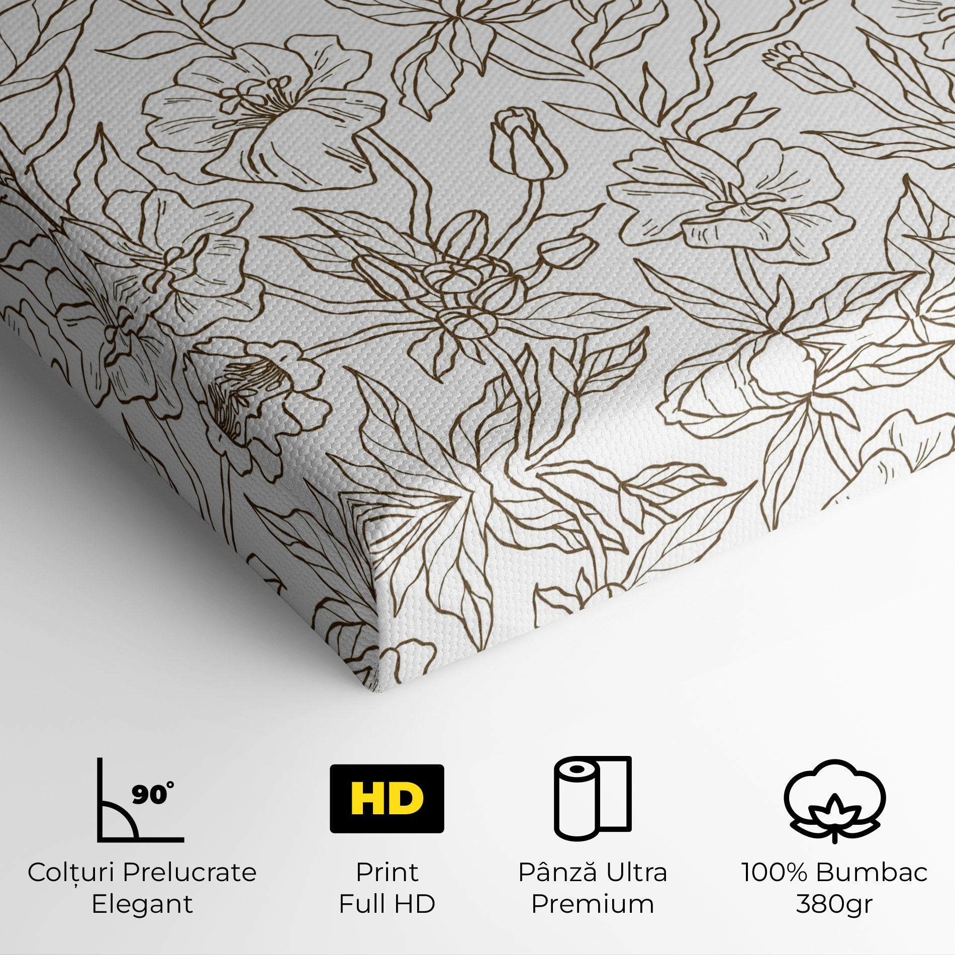 Tablou Canvas Cream Line Flowers mockup 4