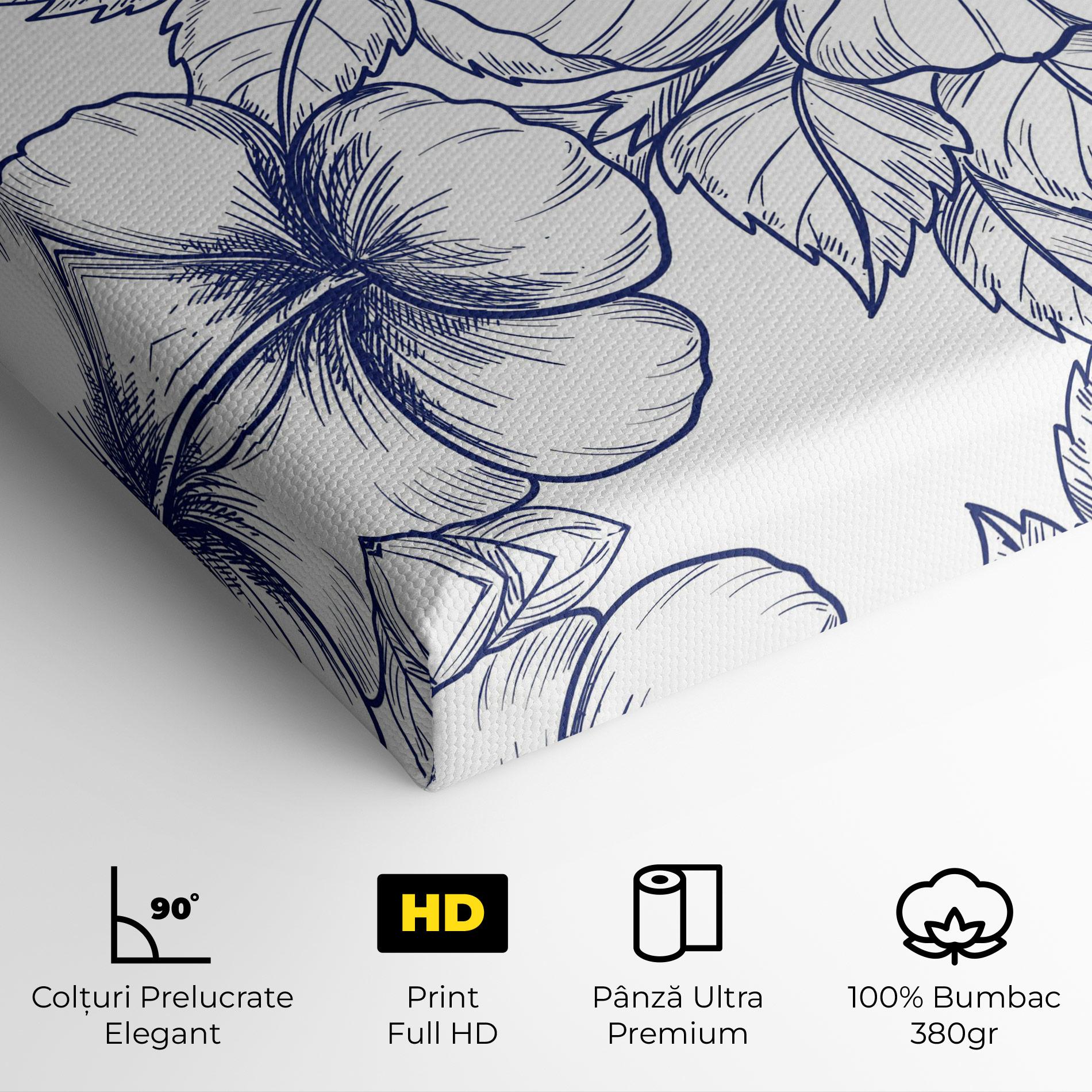 Tablou Canvas Dark Blue Line Flower mockup 4
