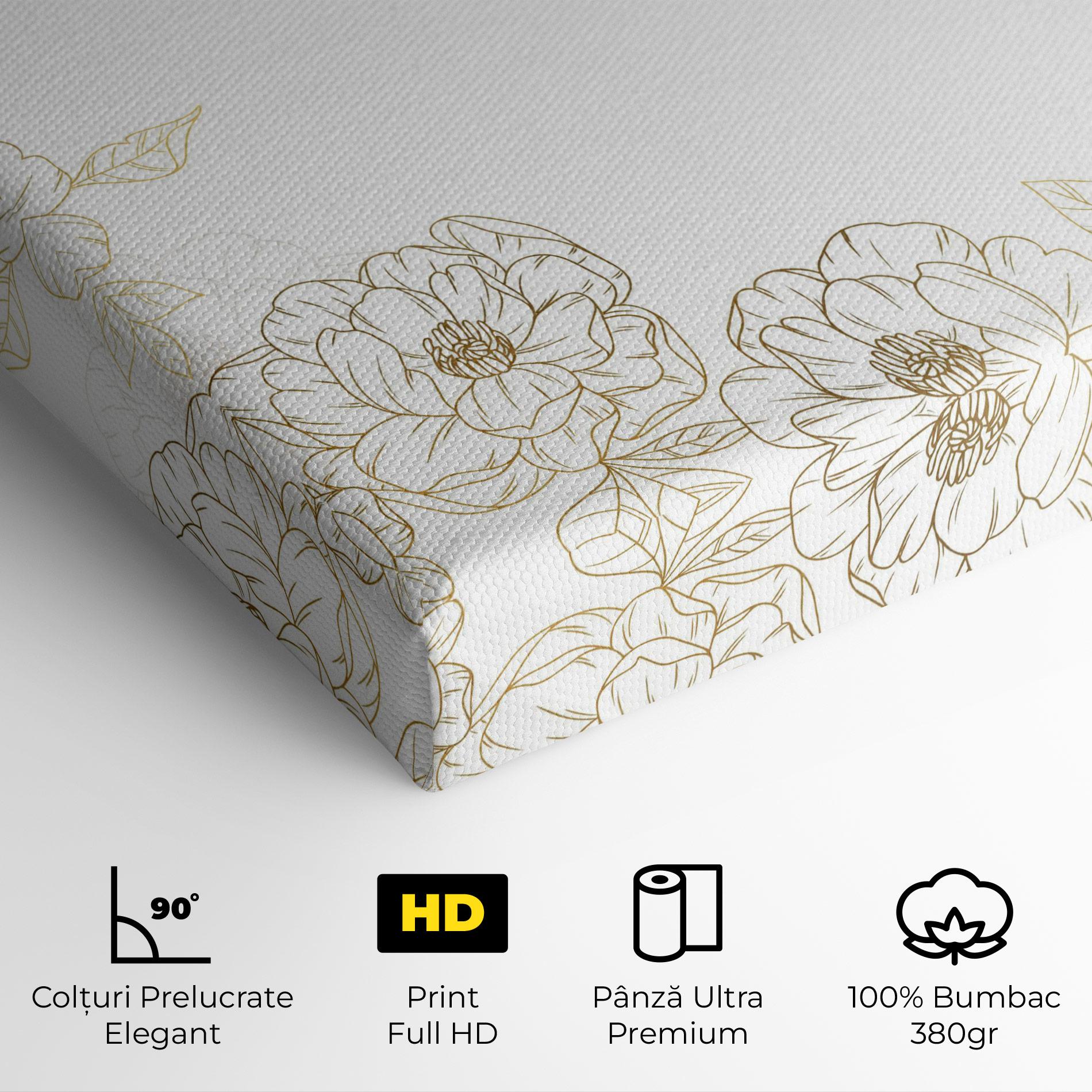 Tablou Canvas Flower Gold Line mockup 4