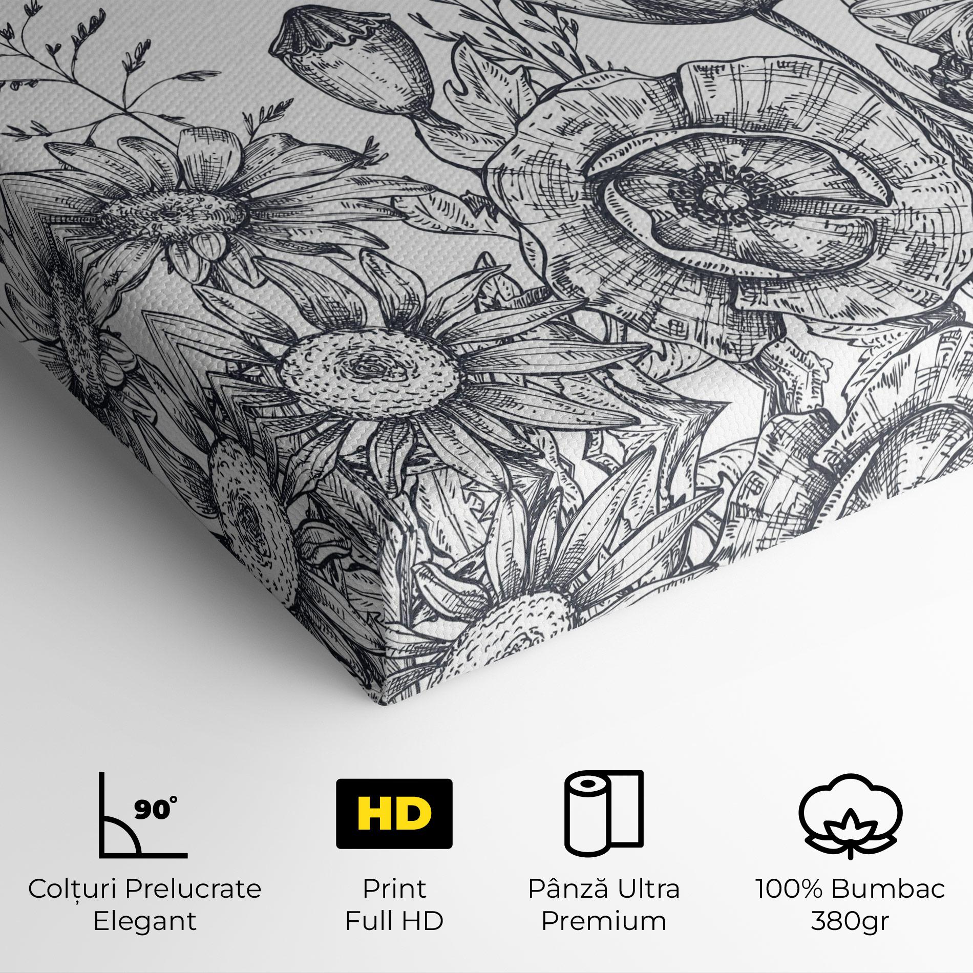 Tablou Canvas Flower Grey Line mockup 4