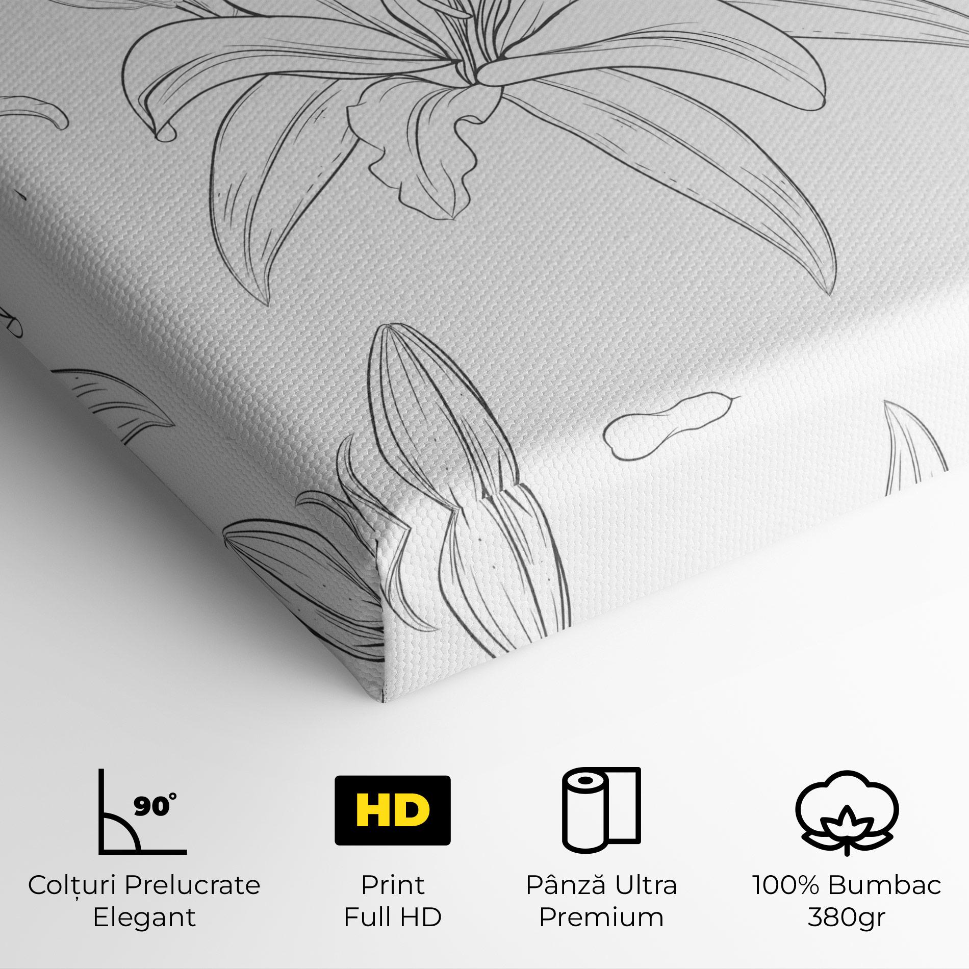 Tablou Canvas Grey Line Flower mockup 4