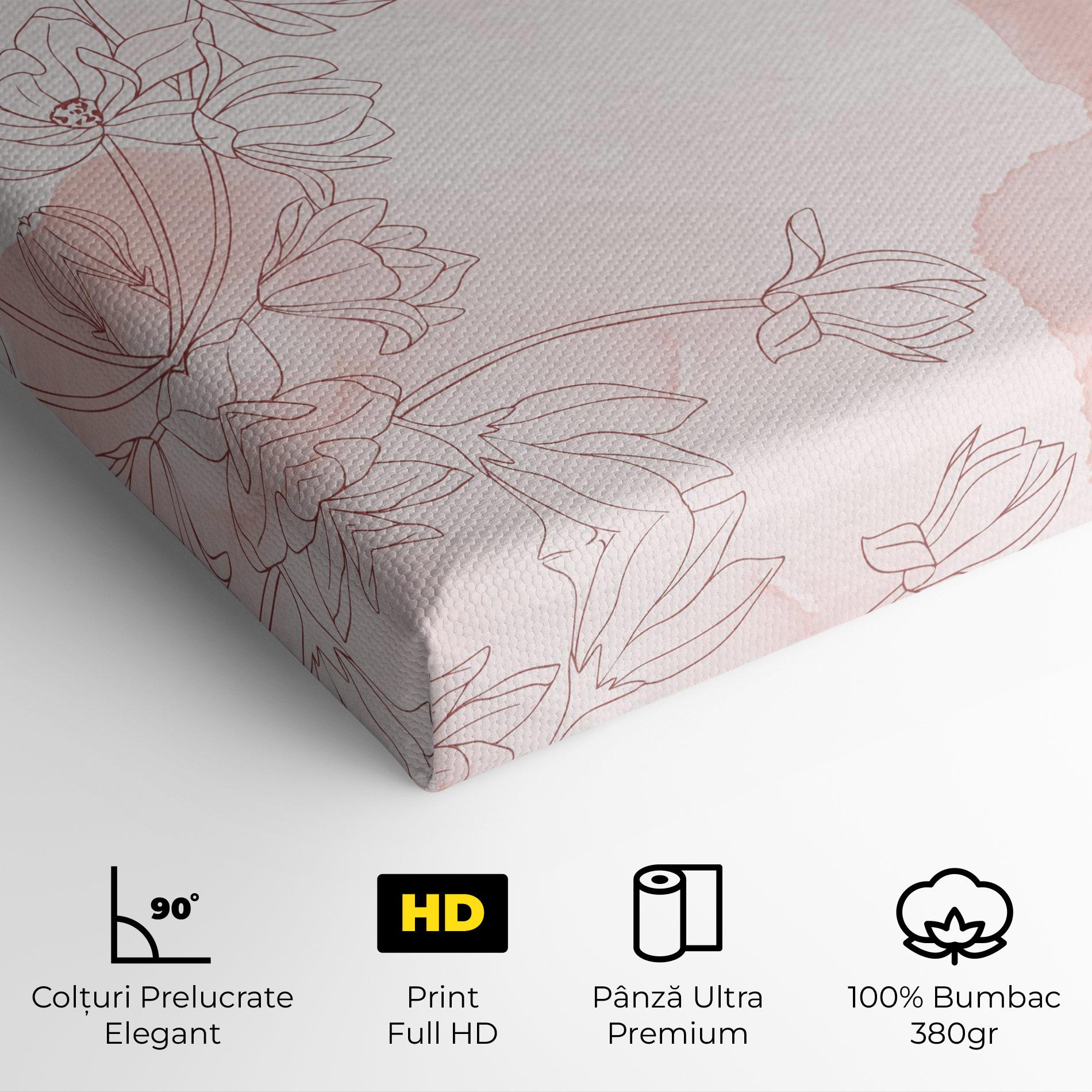 Tablou Canvas Pink Flower Line mockup 4