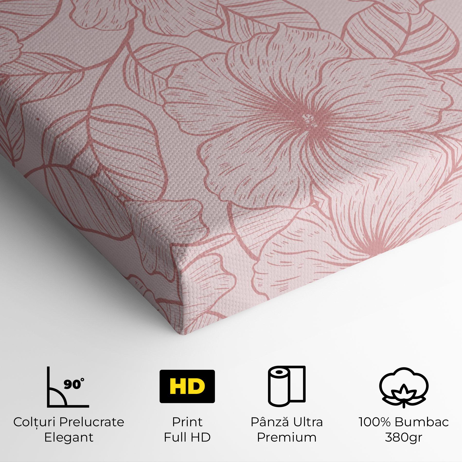 Tablou Canvas Pink Line Flower mockup 4