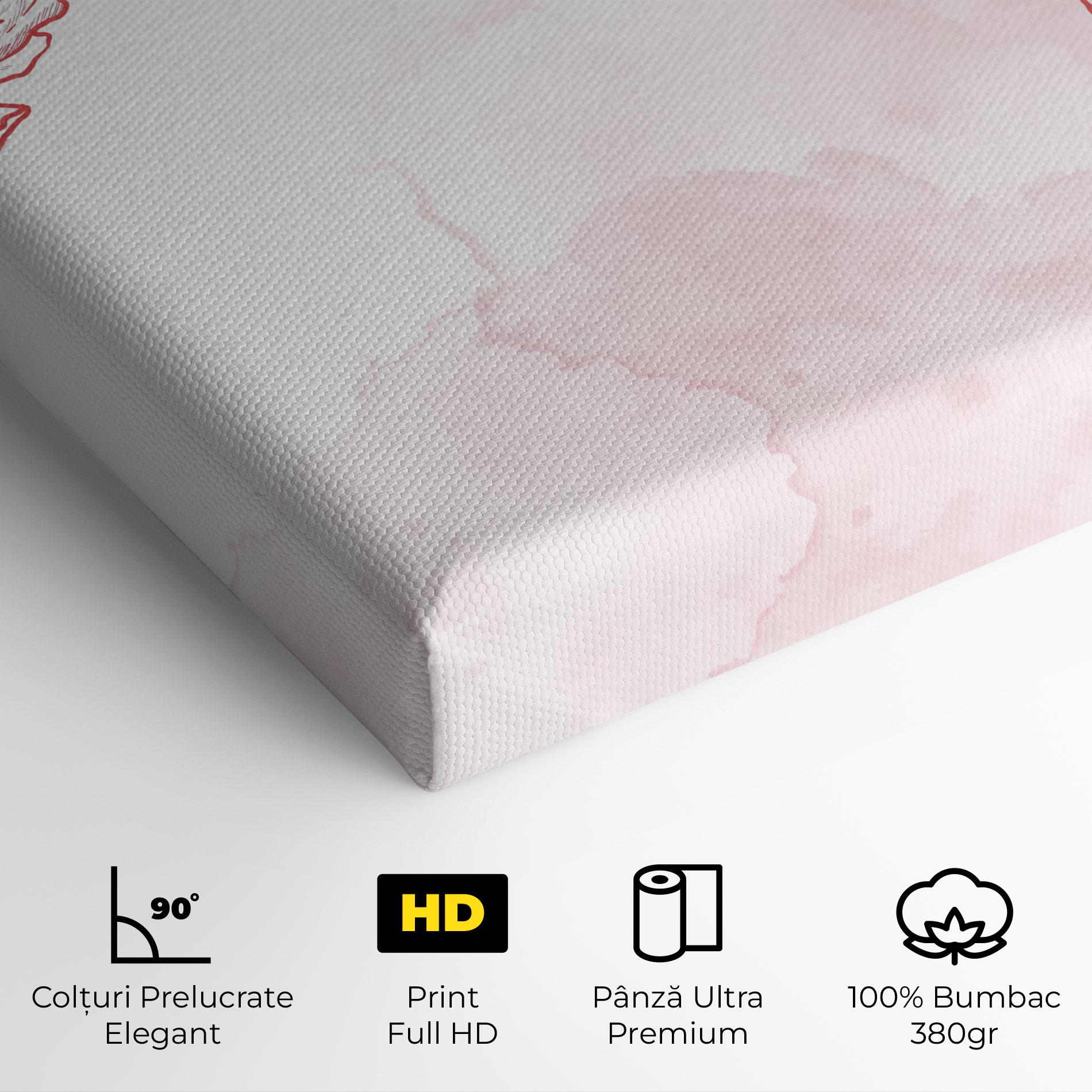 Tablou Canvas Red Flower Line mockup 4