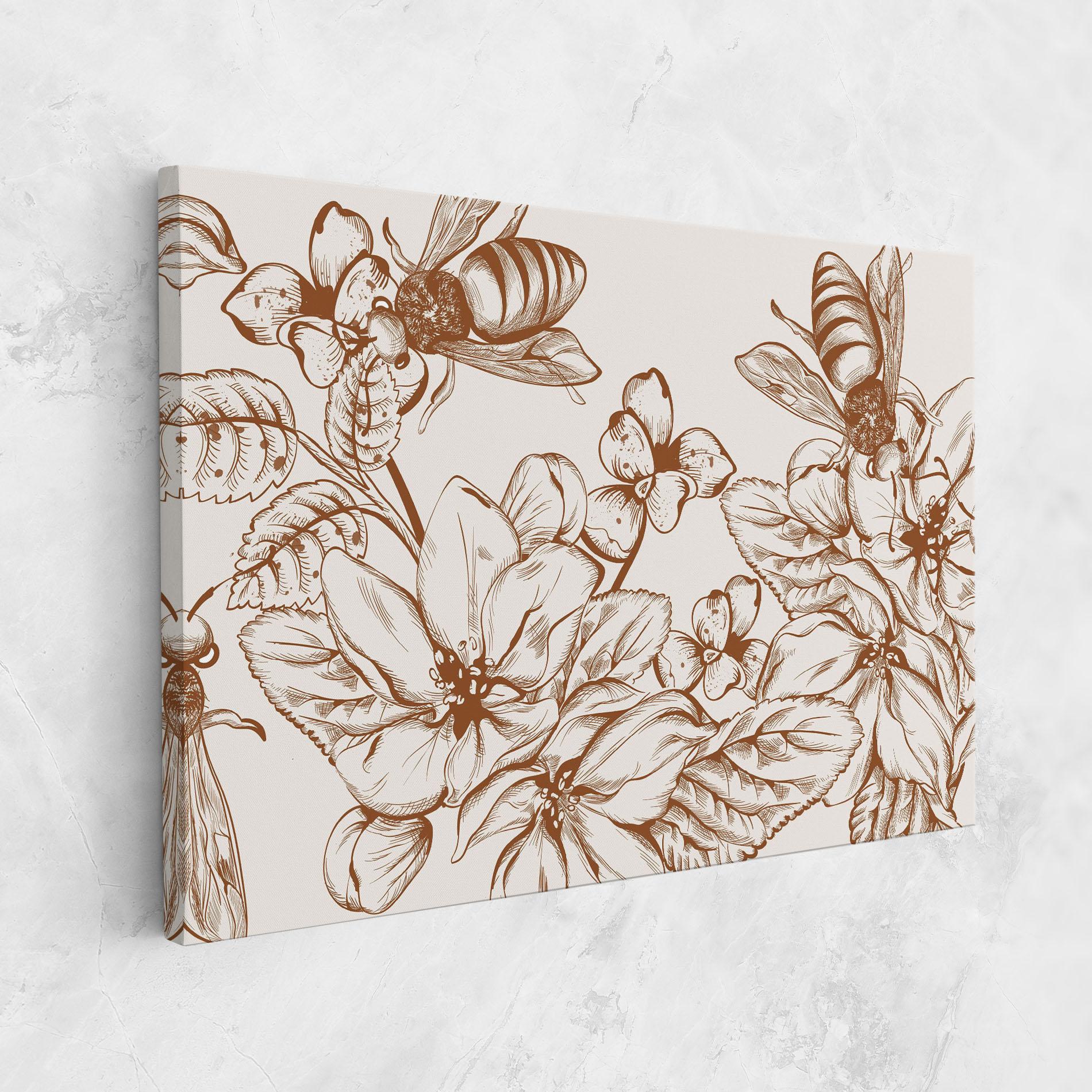 Tablou Canvas Bee Flower Line mockup 1