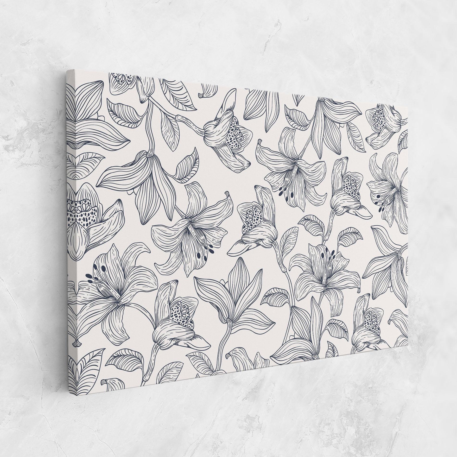 Tablou Canvas Blue Patern Flower mockup 1